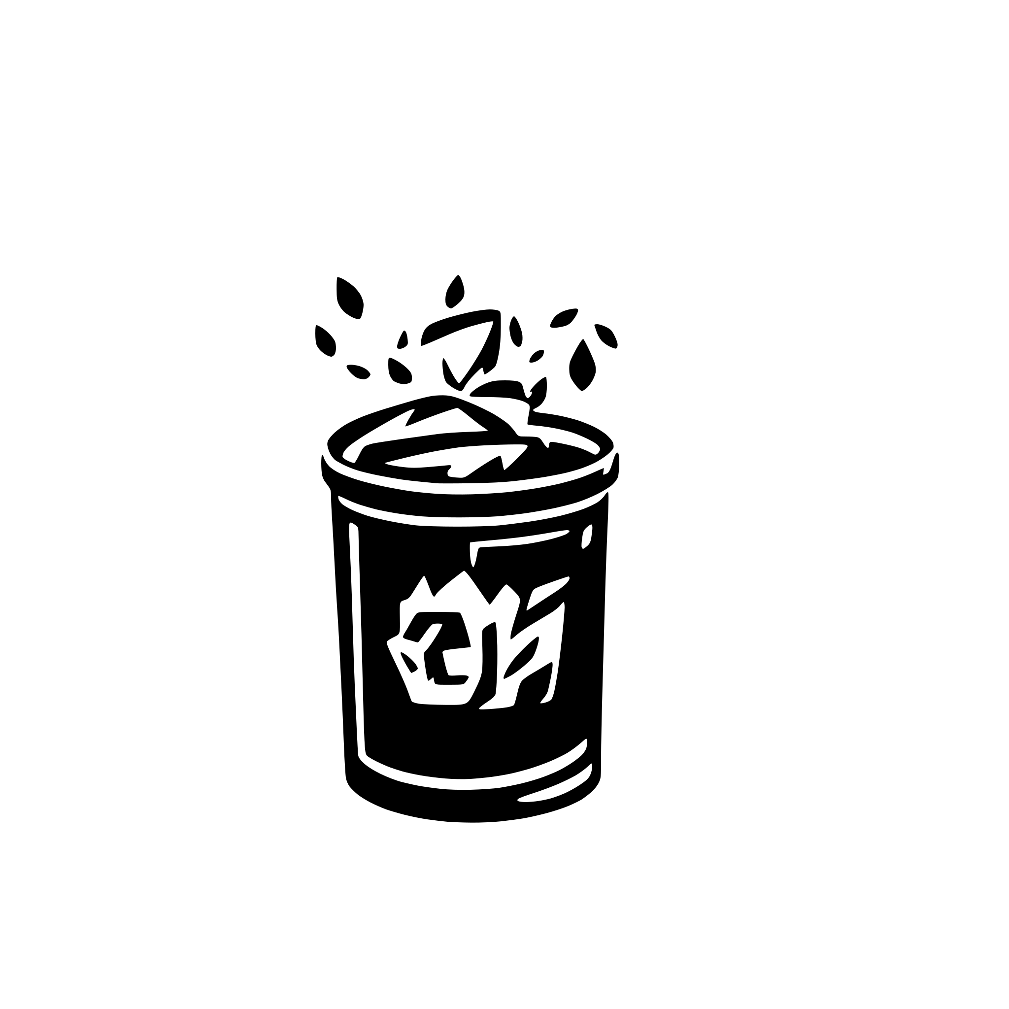 AI-generated SVG of a trashbin before wall clock