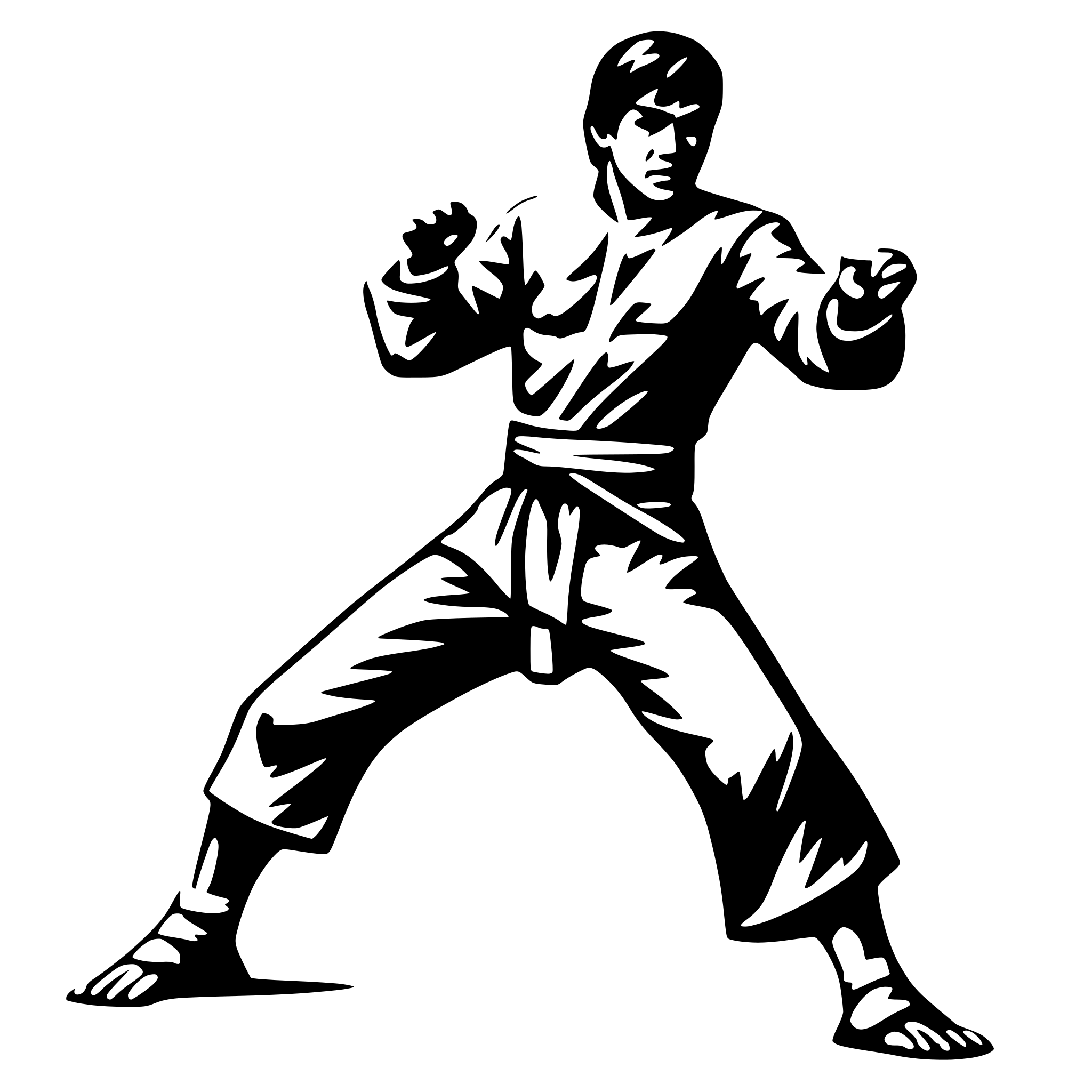 AI-generated SVG of 'KARATE FIGHTER KICK HIGH'