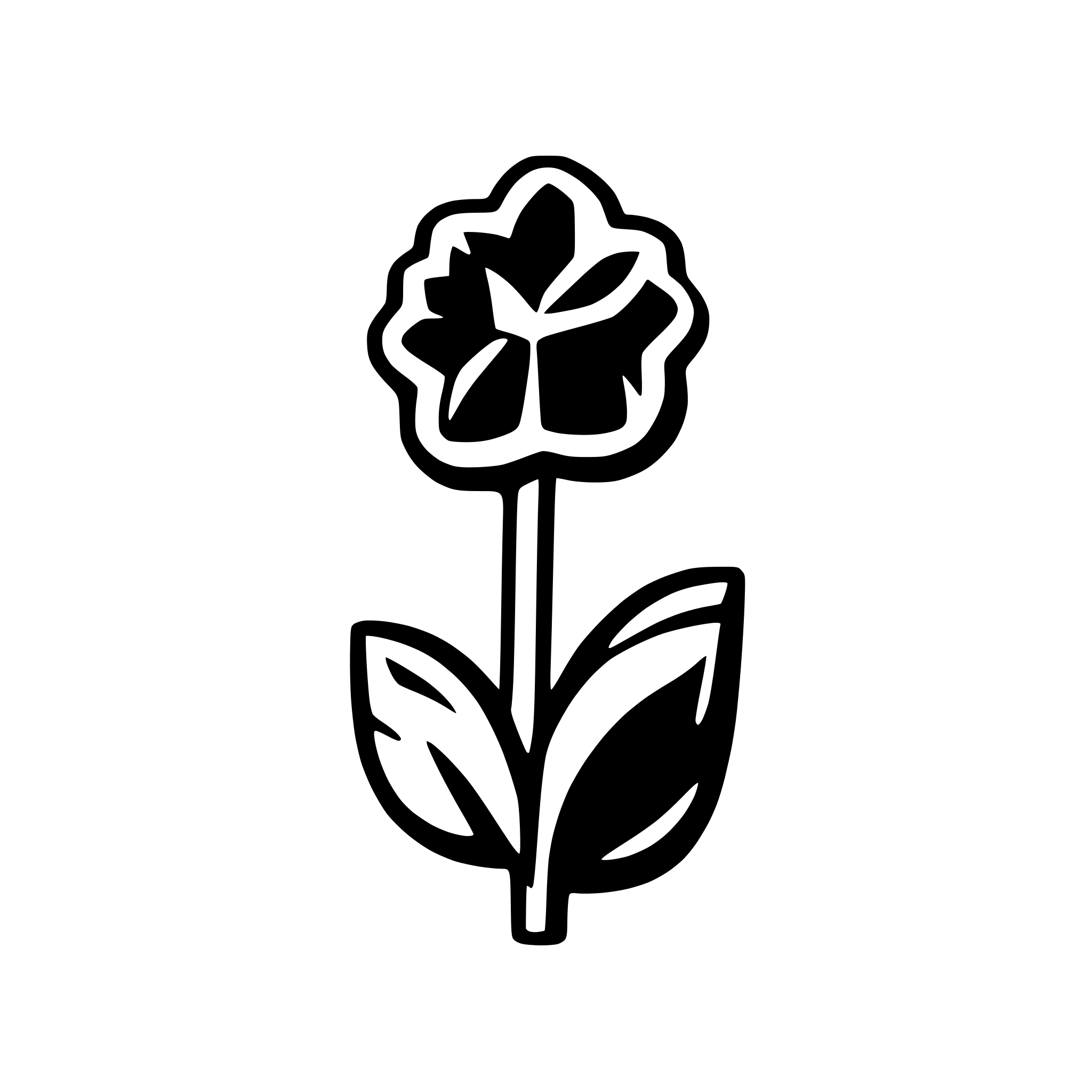 AI-generated SVG of a generate an icon of a flower in outlined style with rounded corners. An icon should be made as a single path.