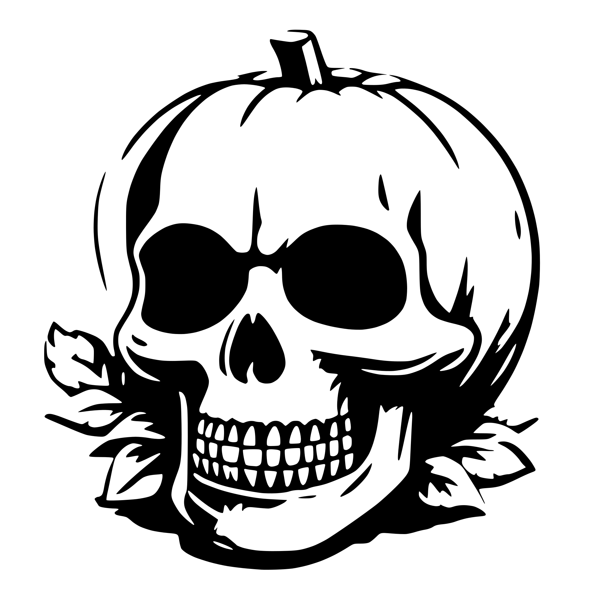 AI-generated SVG of 'pumpkin skull'