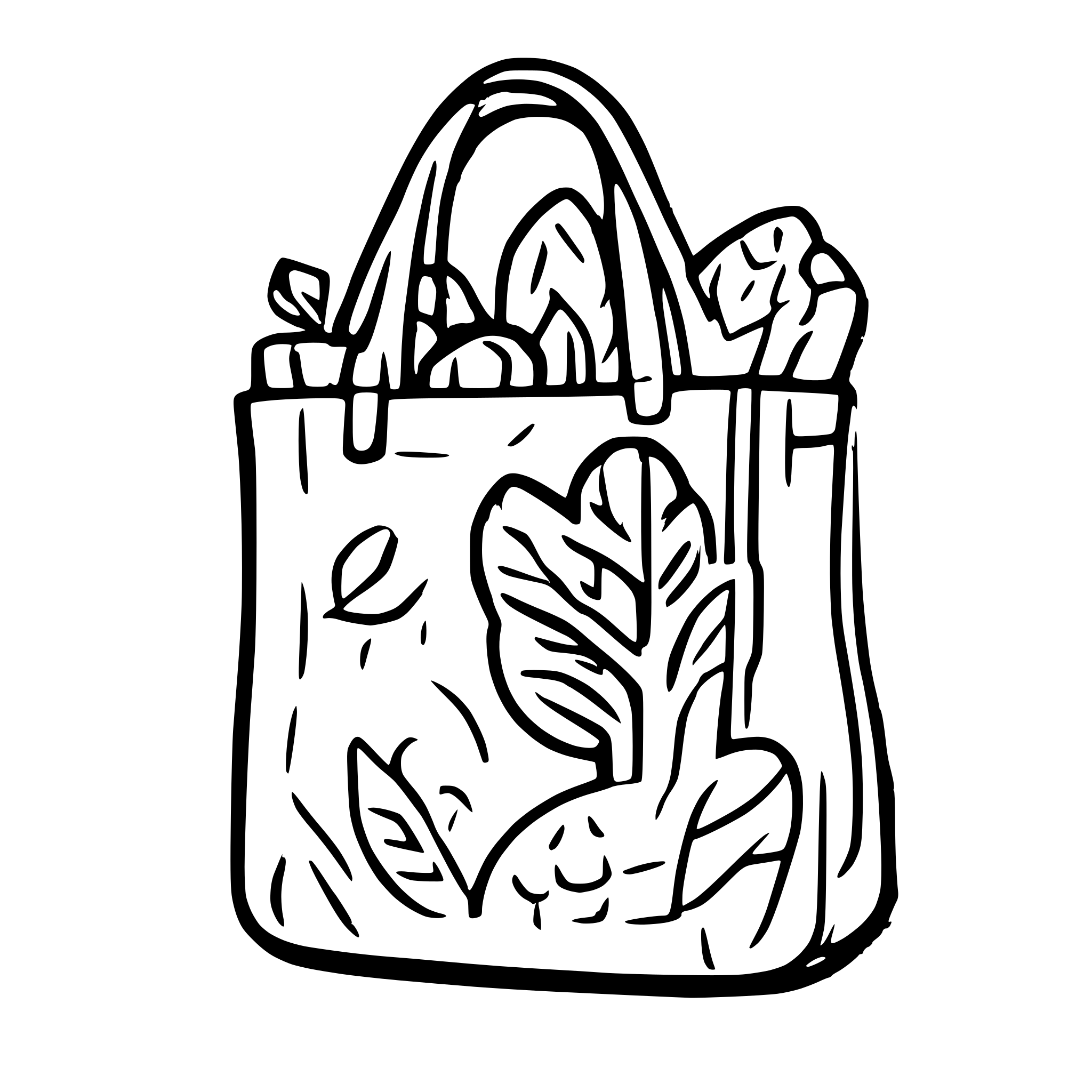 AI-generated SVG of a mesh bag with groceries