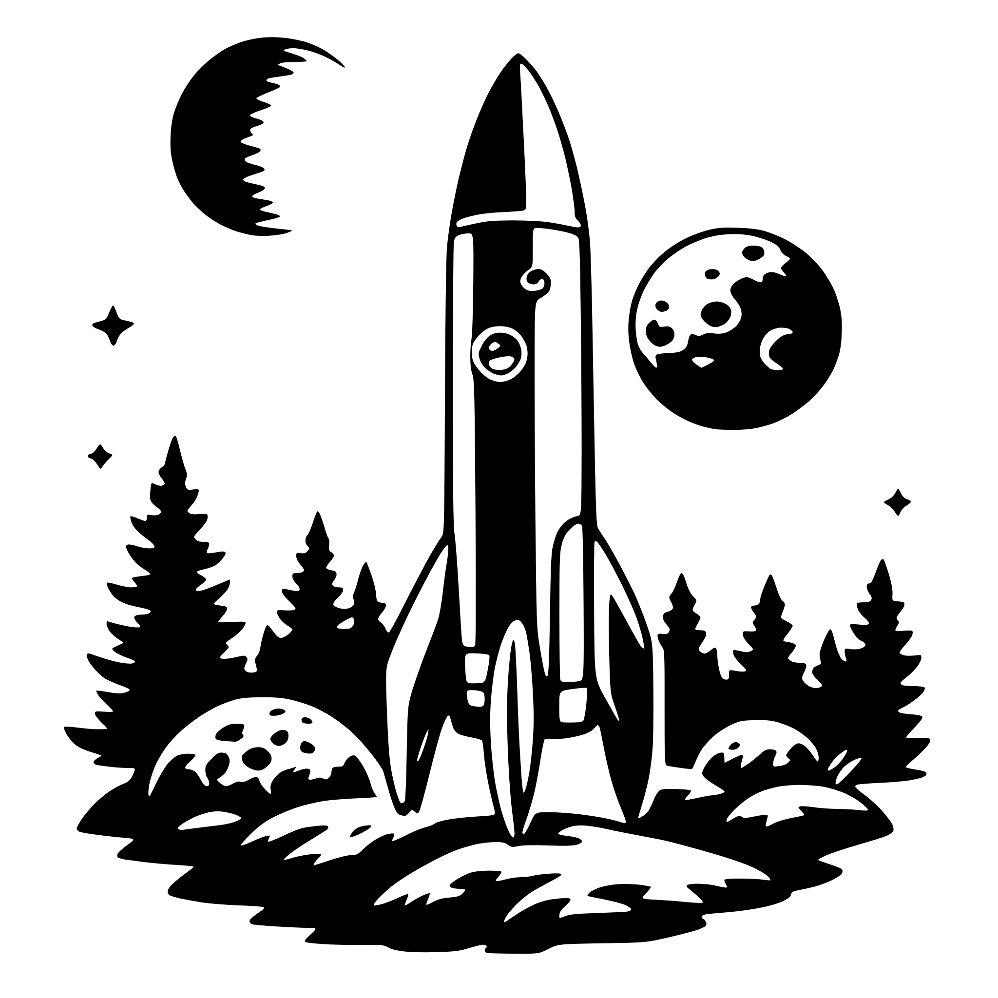 AI-generated SVG of 'rocket and planets'