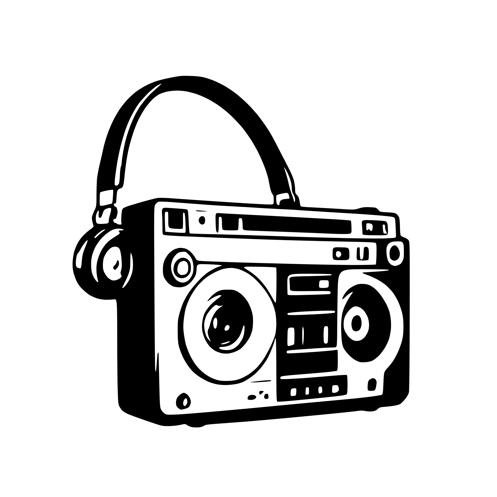 AI-generated SVG of 'boombox with cassette tape'