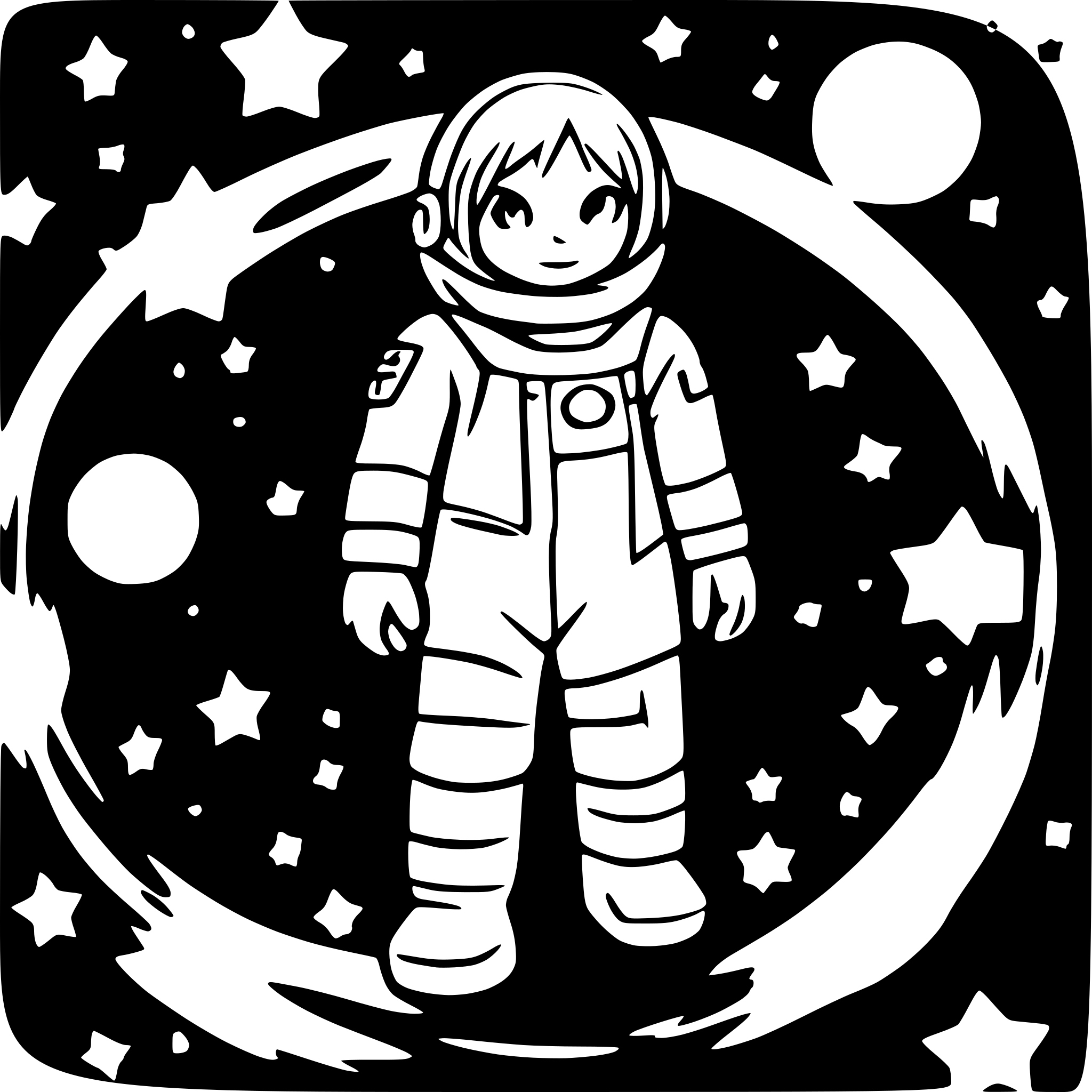 AI-generated SVG of a astronaut floating between stars