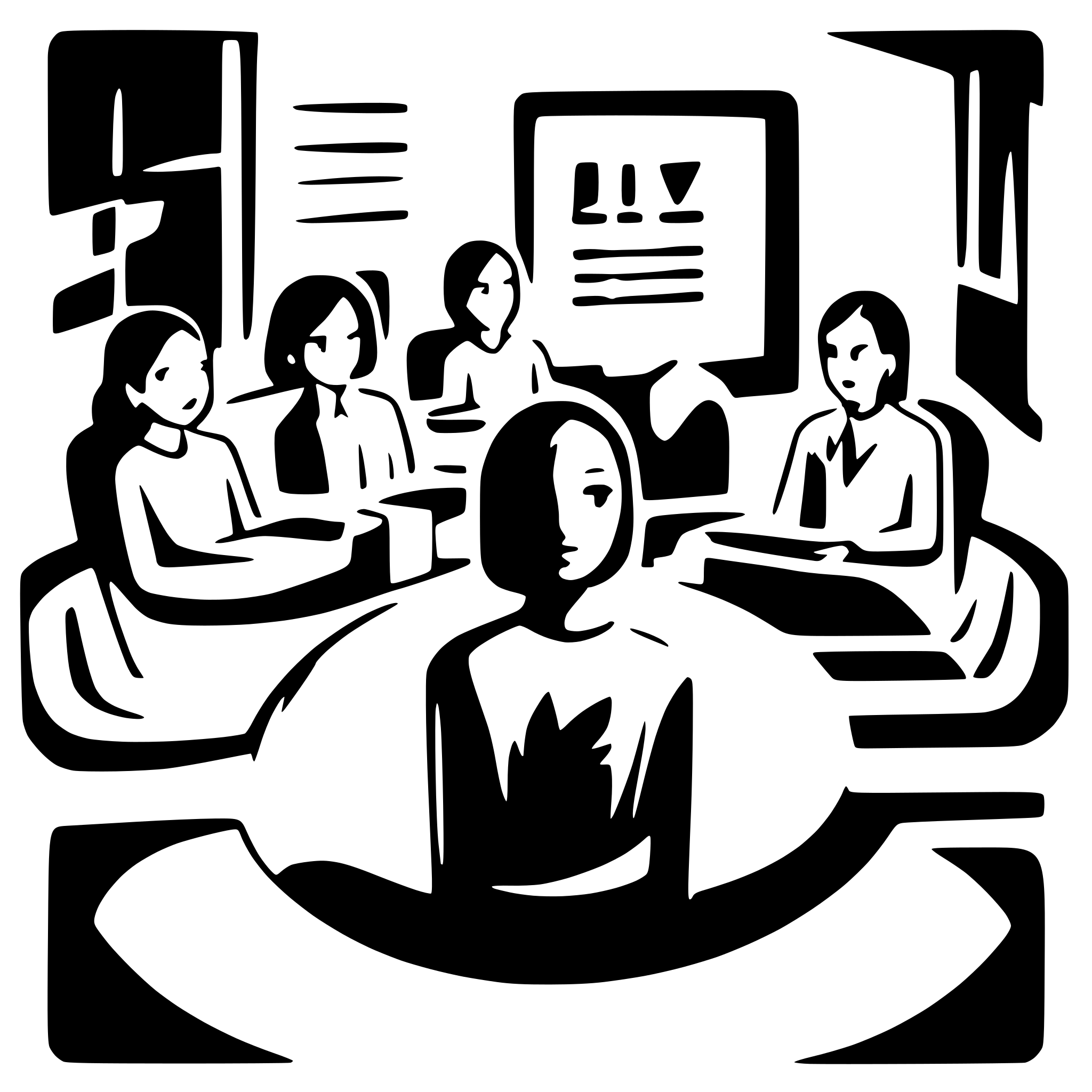AI-generated SVG of a An abstract logo image for an advanced AI classroom solution shows a group of few students sitting in a traditional classroom facing front attending to the teacher showing viewed from a camera include text classvision
