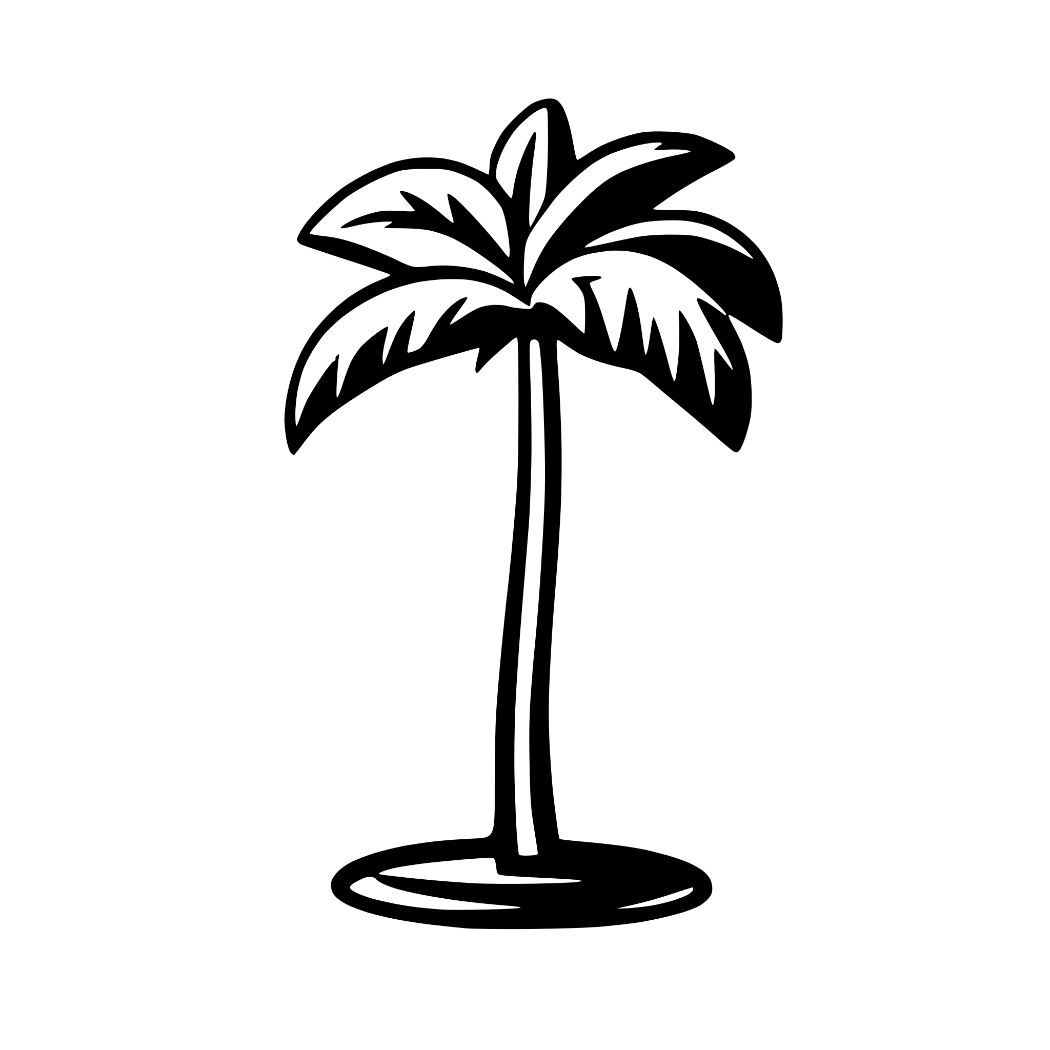 AI-generated SVG of a one simple palm tree with 6 leaves