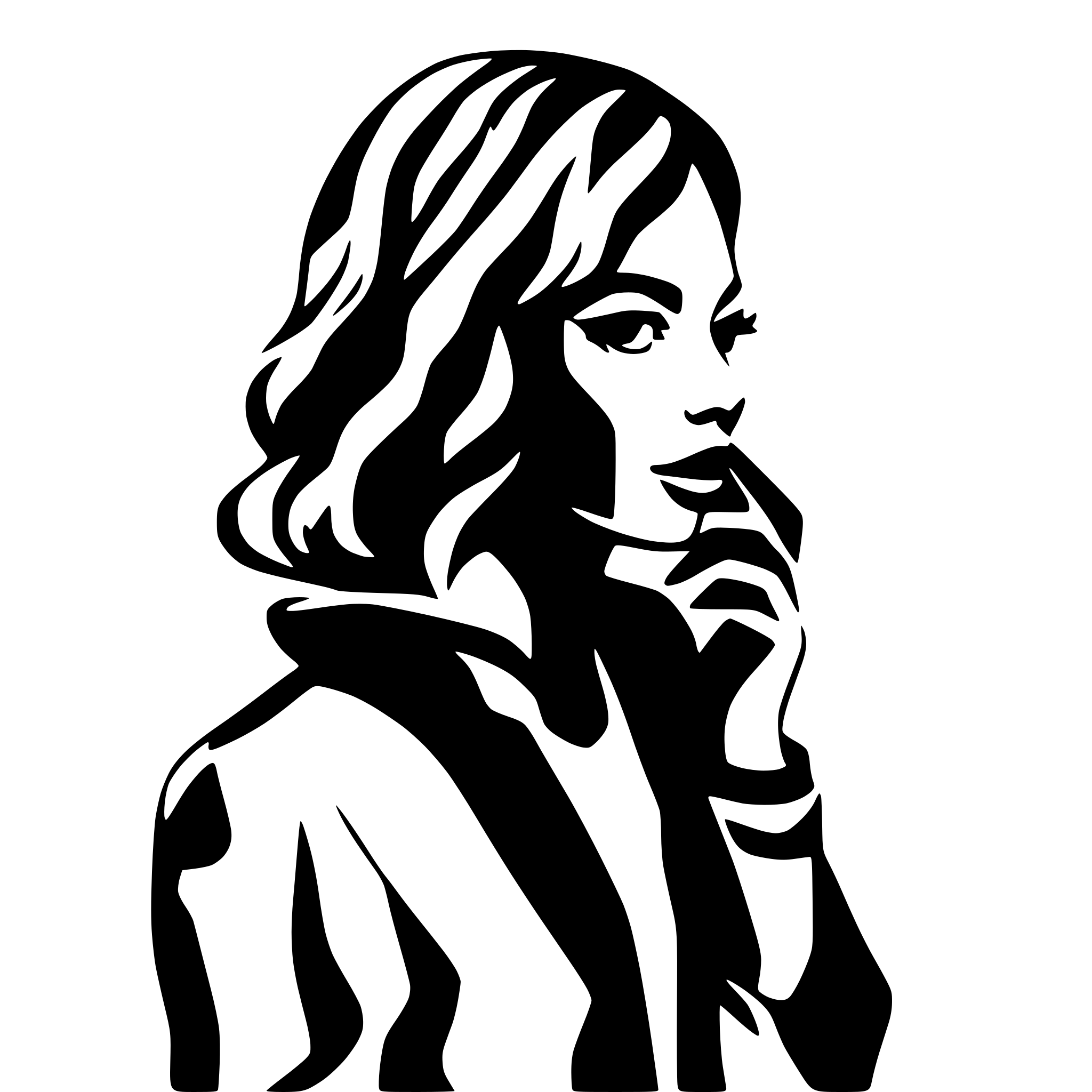 AI-generated SVG of a A mysterious woman doing a "shh" gesture to tell a secret, its a secret. The silhouette should have no extra details—just a clean, high-contrast outline