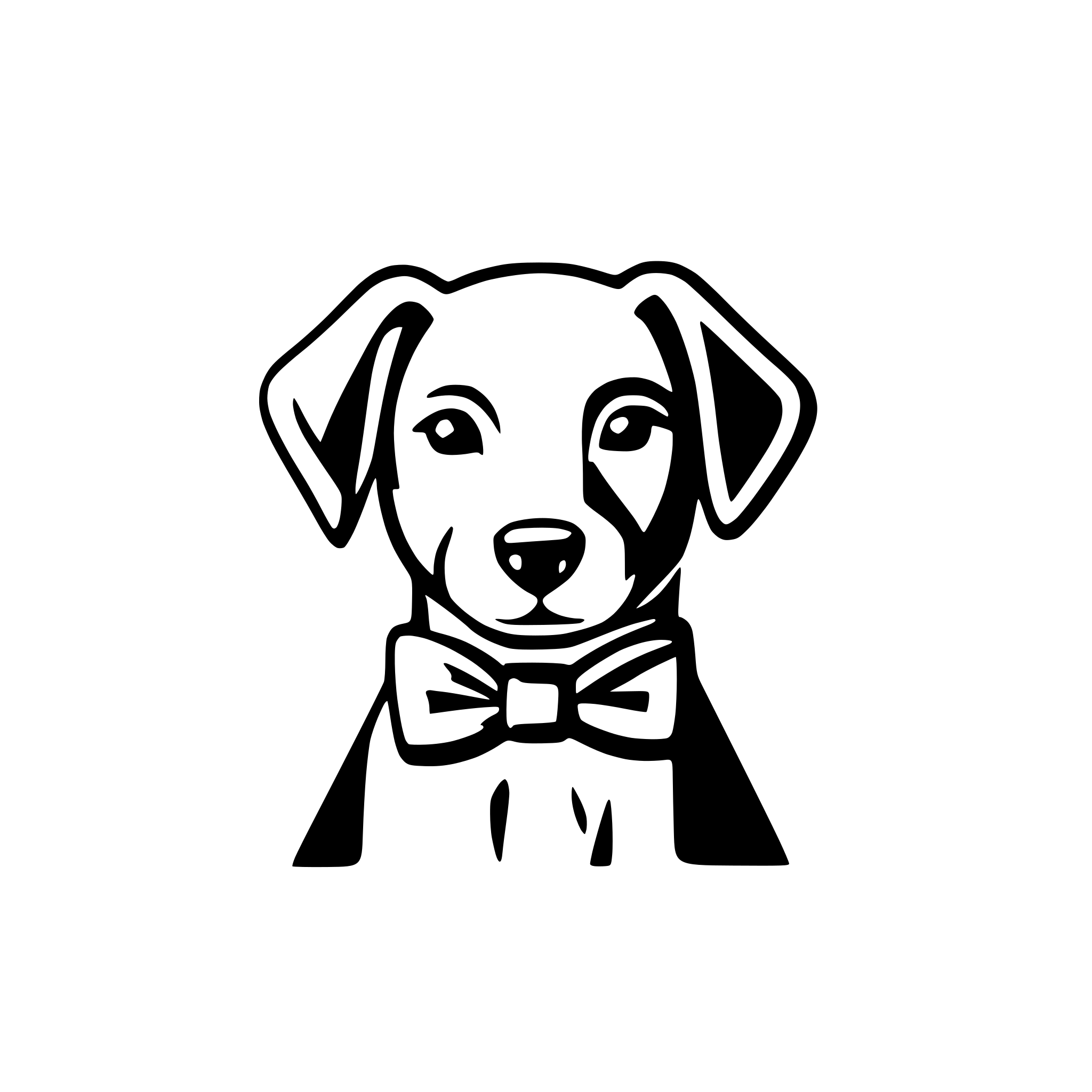 AI-generated SVG of a logo of a dauschaund dog wearing a bowtie