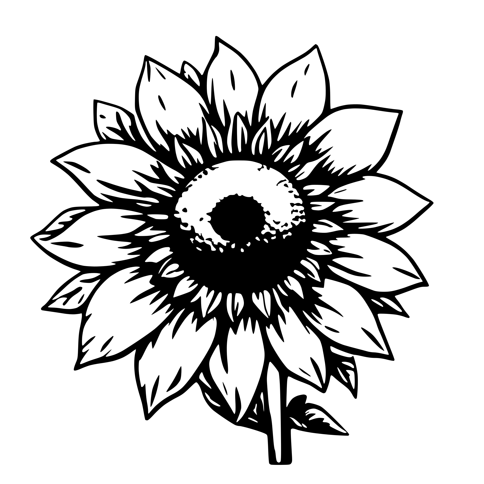 AI-generated SVG of 'hand drawn sun flower'