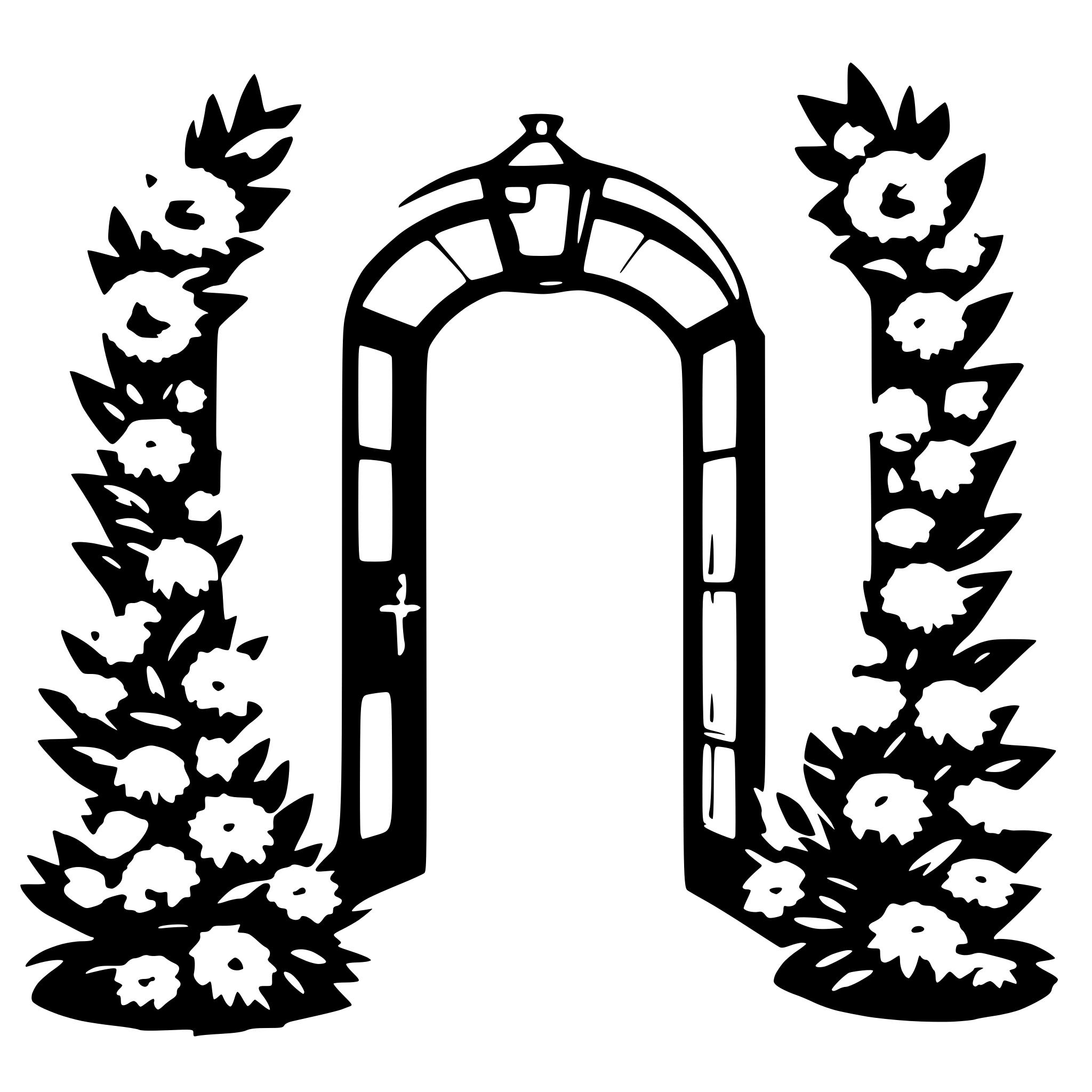 AI-generated SVG of a a romantic open entrance with flower wreaths AI-generated SVG of a a romantic open entrance with flower wreaths