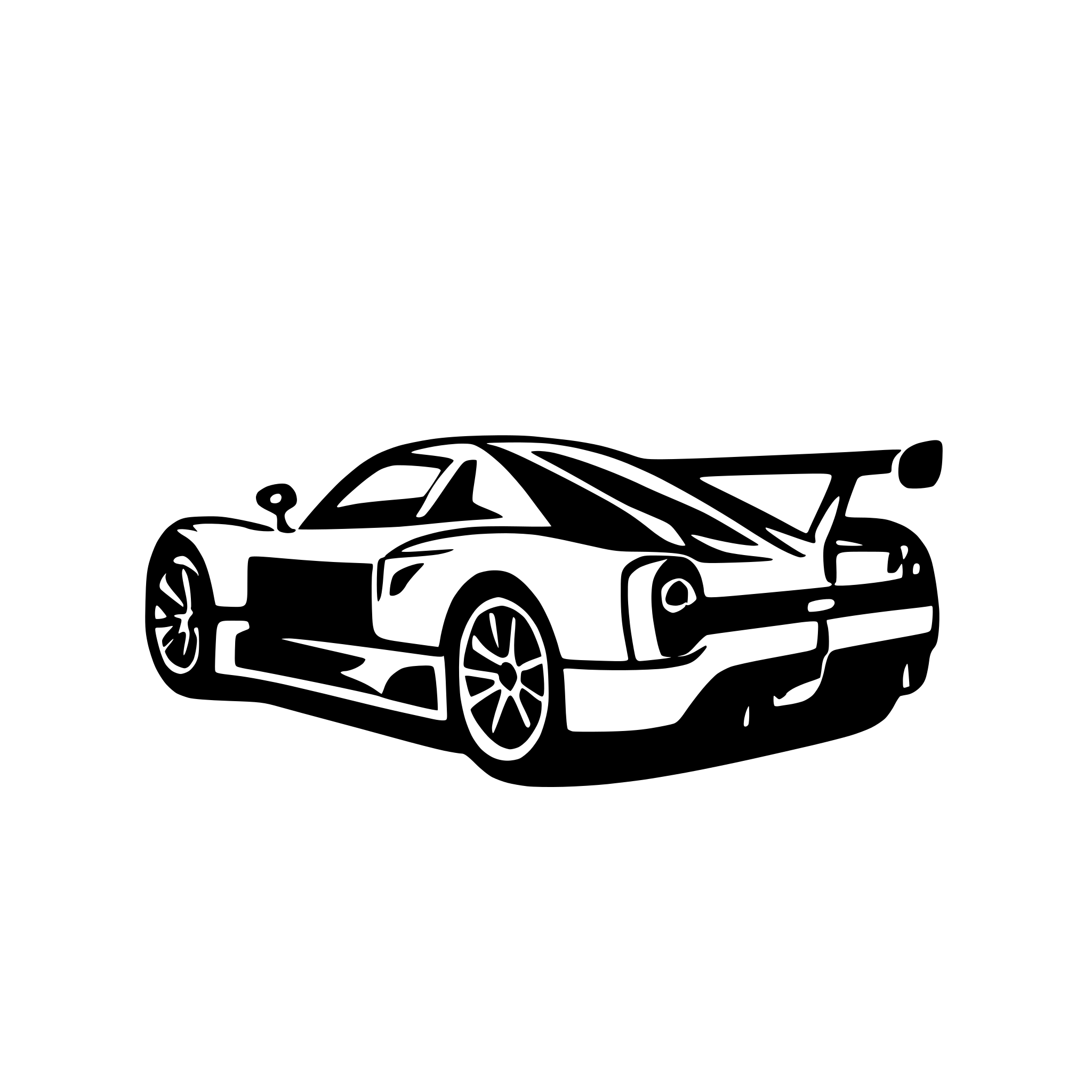 AI-generated SVG of 'Pagani Zonda as a drawing to color in. Without Logos.'