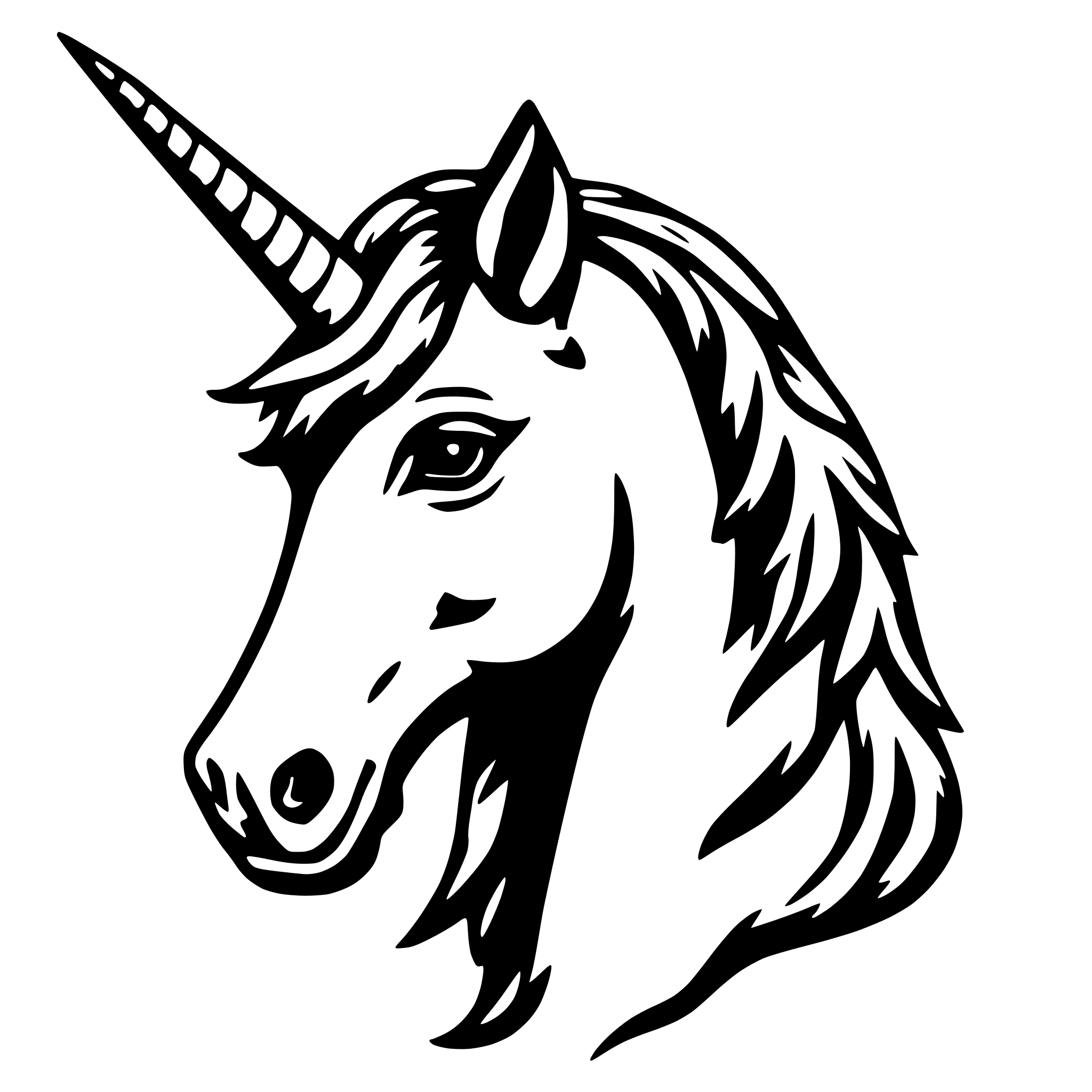 AI-generated SVG of a unicorn head
