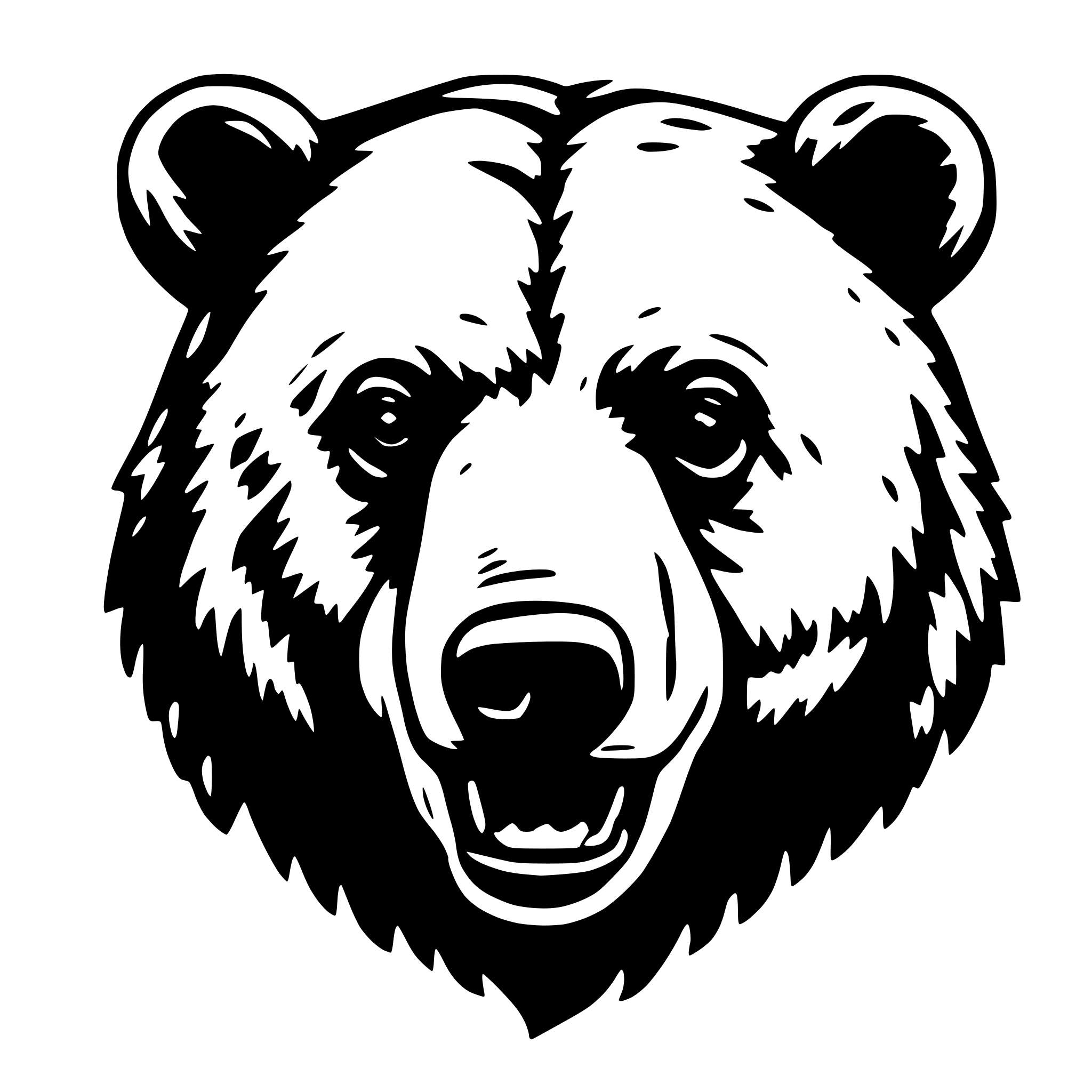 AI-generated SVG of a Grizzly bear head with closed mouth