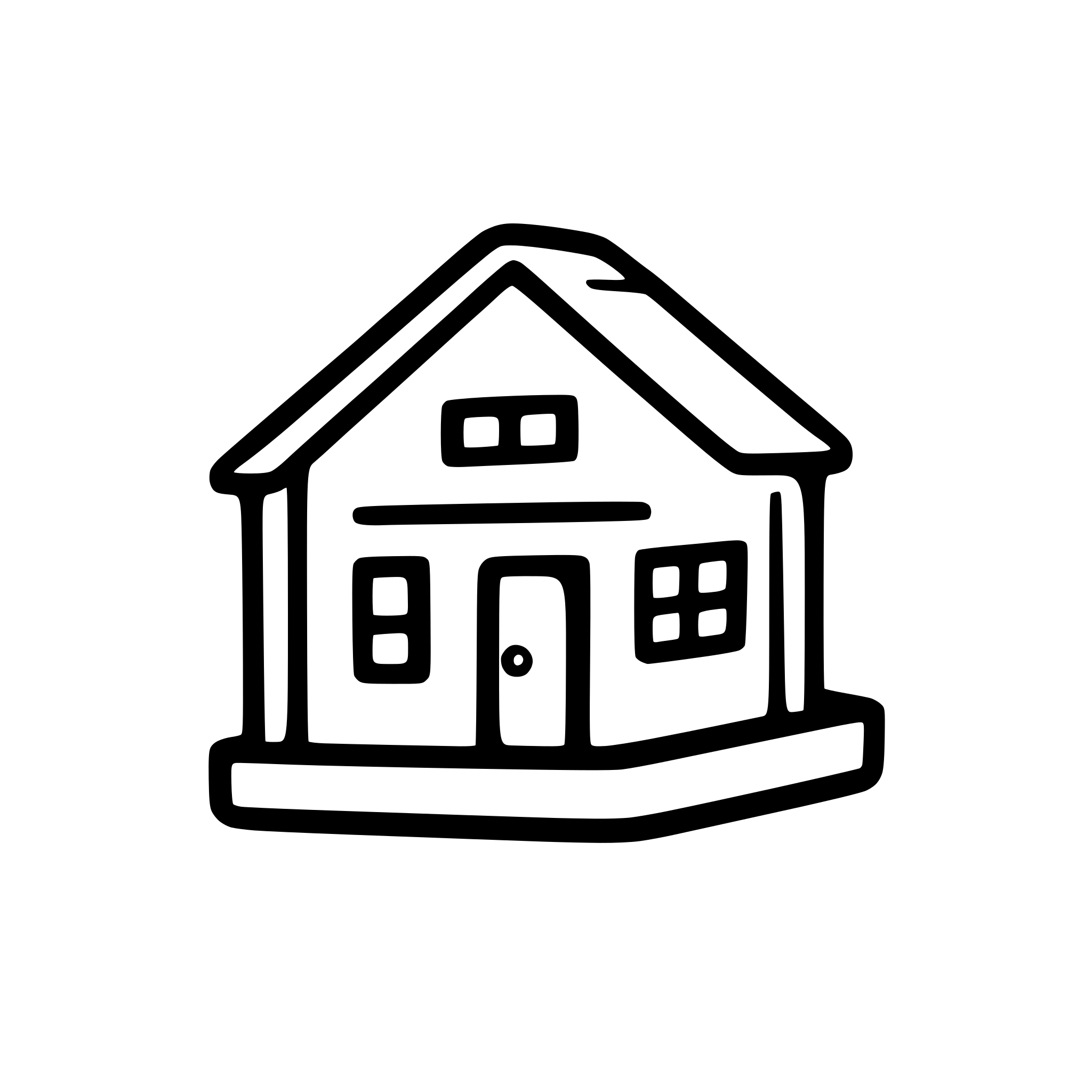 AI-generated SVG of a Single line drawing of home icon, continuous stroke, stroke weight 2px, #000000 on white --ar 1:1