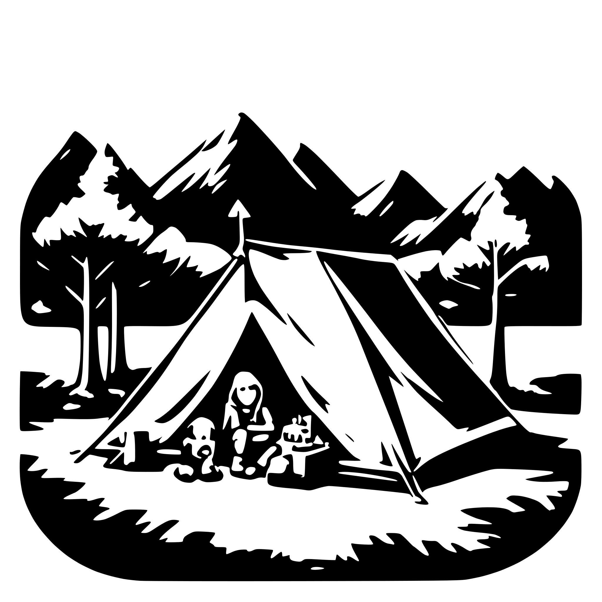 AI-generated SVG of a camping in a happy tent