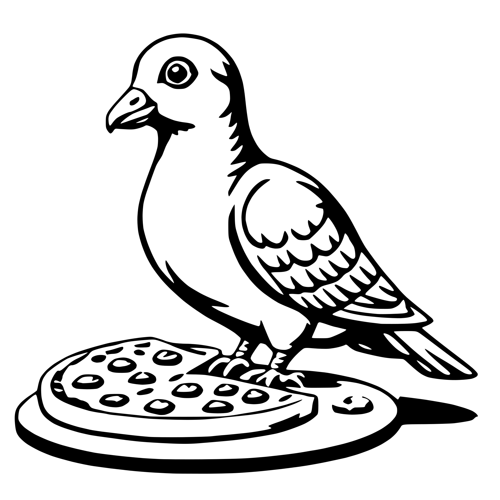 AI-generated SVG of 'pigeon with pizza'