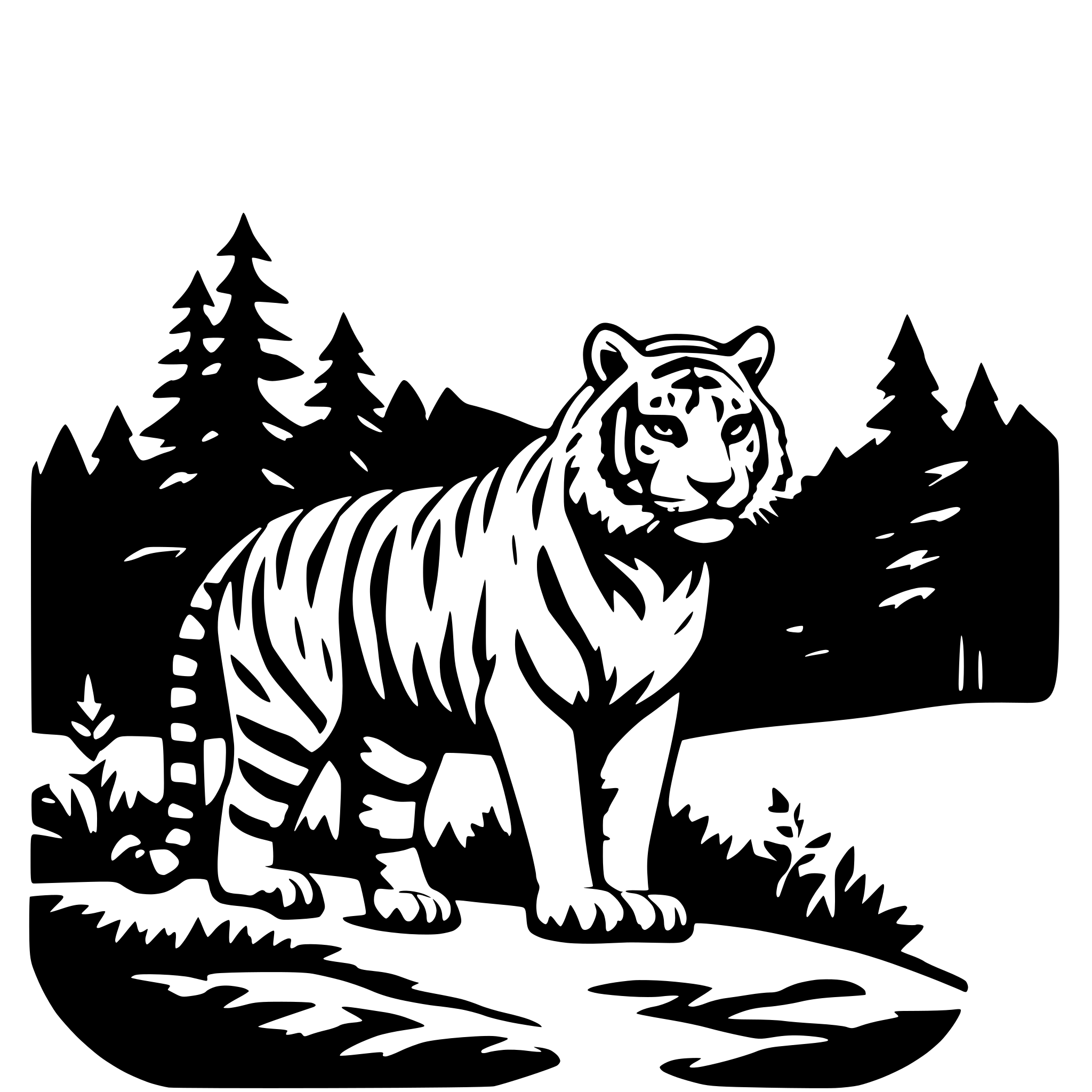 AI-generated SVG of 'tiger forest mountains'