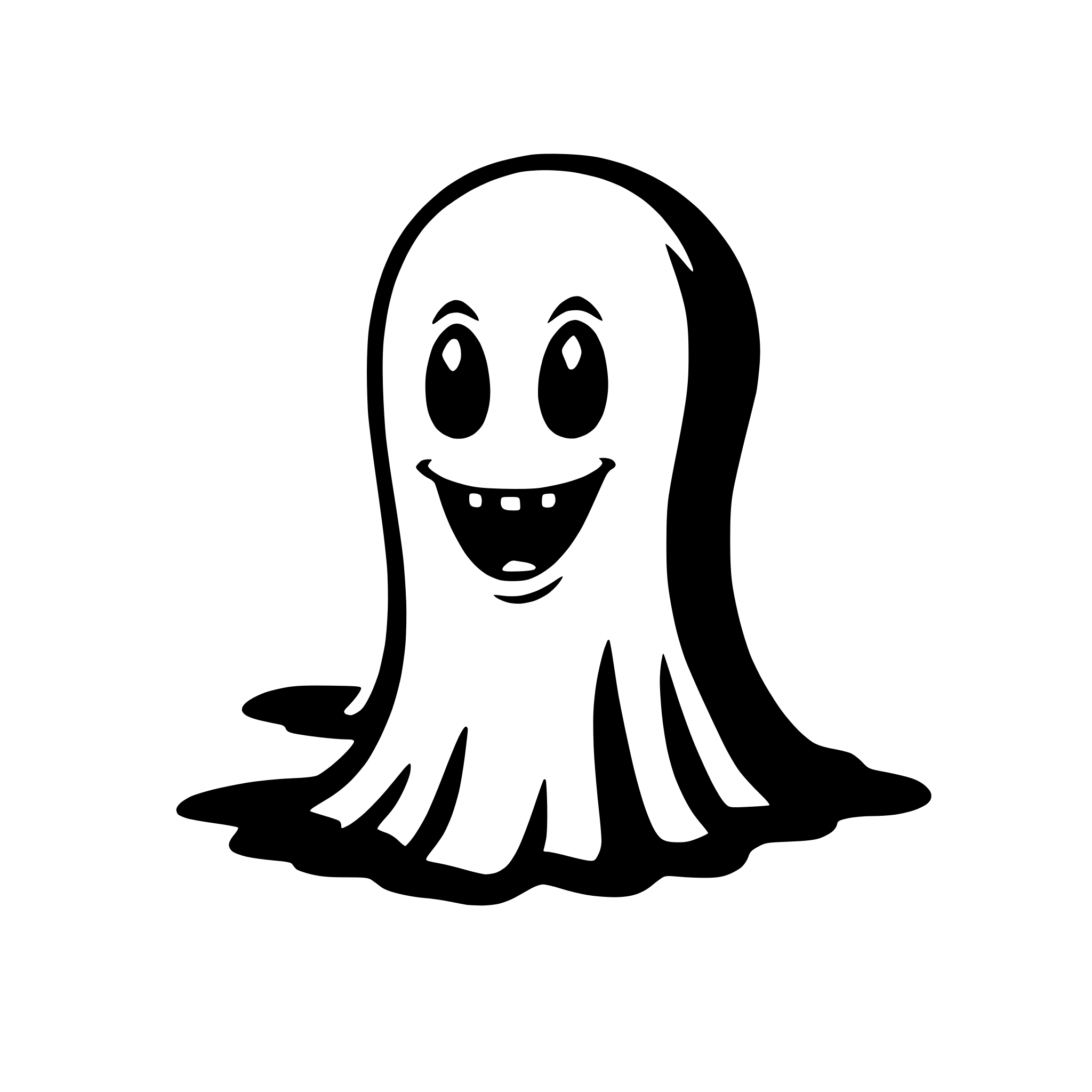 AI-generated SVG of 'Simple ghost character smiling'