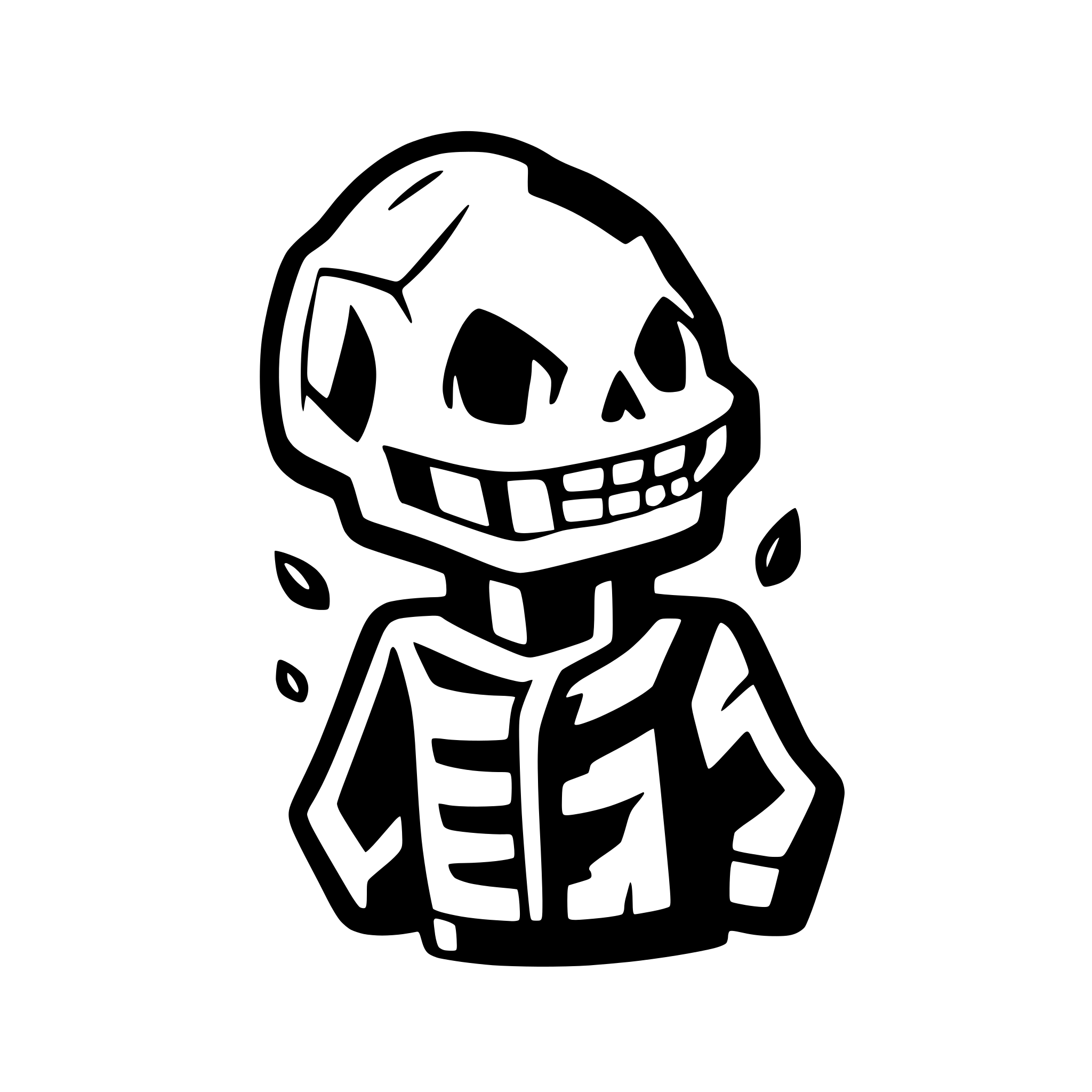 AI-generated SVG of a skull happy