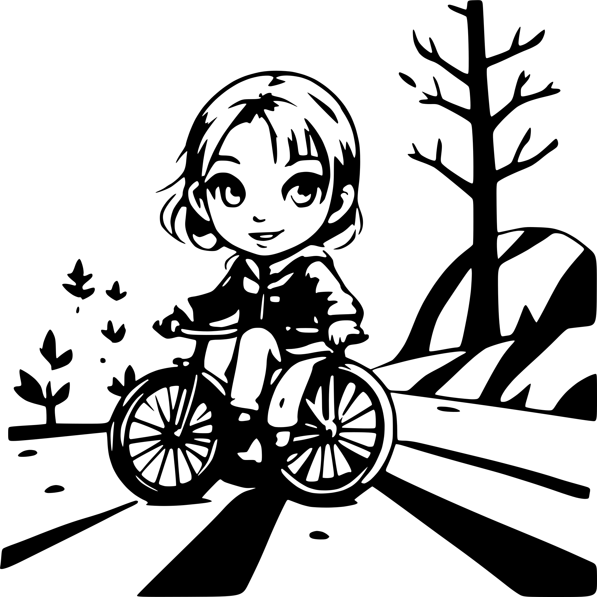 AI-generated SVG of a Children ride down the hill in winter
