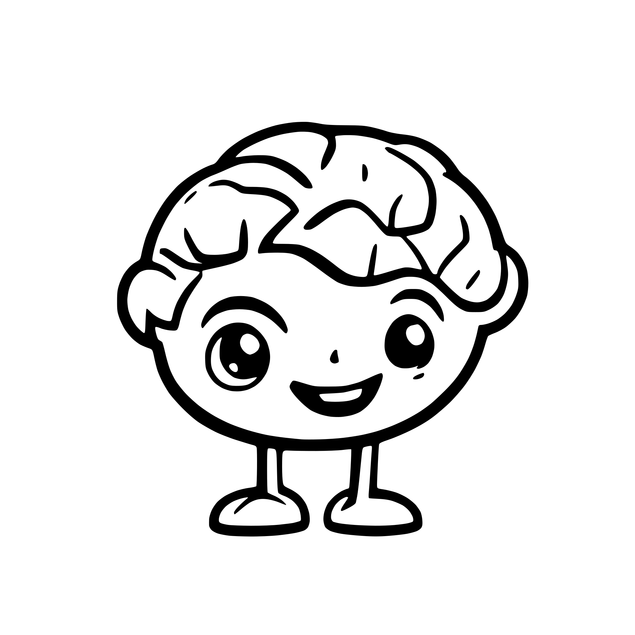 AI-generated SVG of a SVG vector illustration of a friendly cartoon brain character for e-learning. The brain should be [describe brain style - e.g., stylized, simplified, cute]. Give it [describe features - e.g., big, welcoming eyes, a gentle smile]. Keep the design simple and clean, suitable for SVG. Output as SVG.