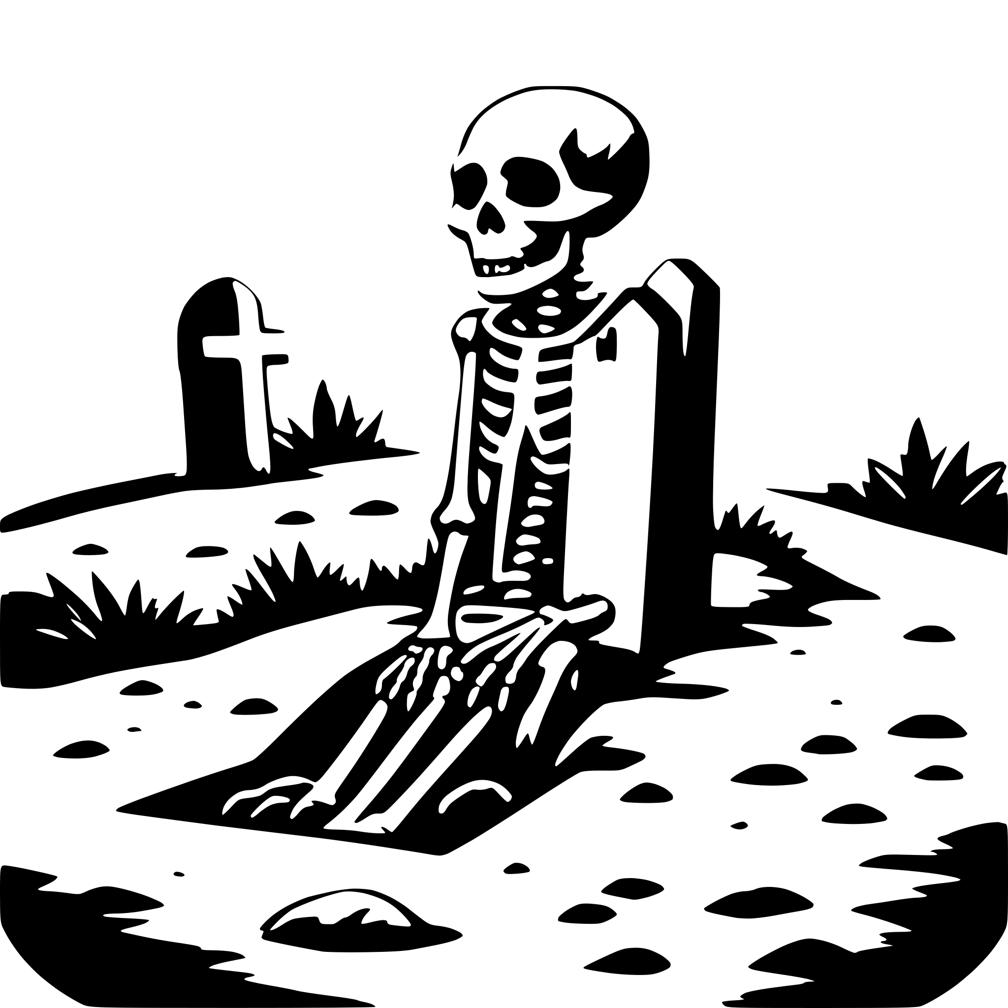 AI-generated SVG of a a skeleton climbs out of a grave