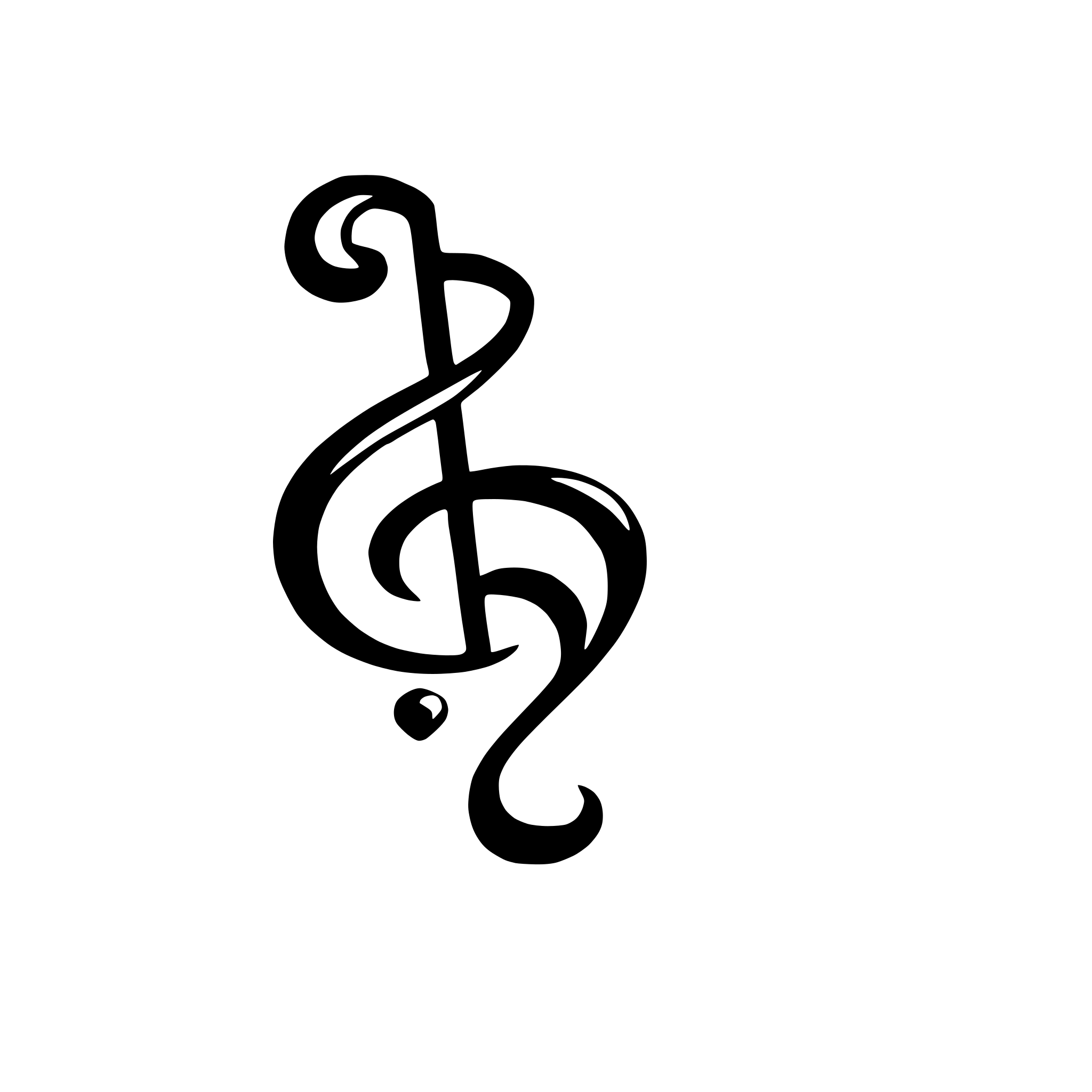 The SVG shows a stylized musical note, which is a symbol commonly used to represent music. The note is composed of a stem with two curved lines, one on each side, and a flag at the top. The flag is typically used to indicate the pitch of the note, with the flag pointing up for a high pitch and down for a low pitch. The note is centered in the SVG and is the only object present. There is no interaction between objects as the SVG only contains a single object. 