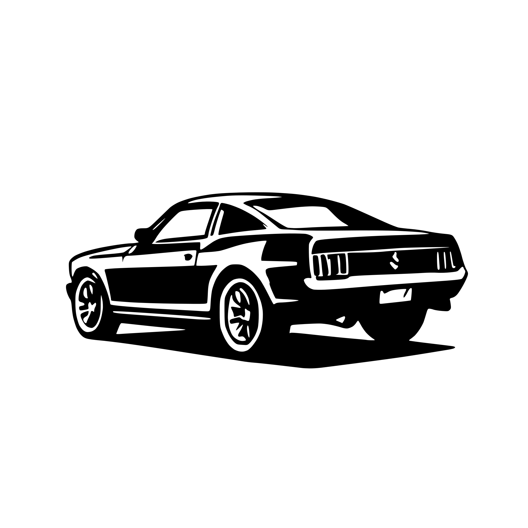 AI-generated SVG of a Ford Mustang as a drawing to color in. Without Logos.