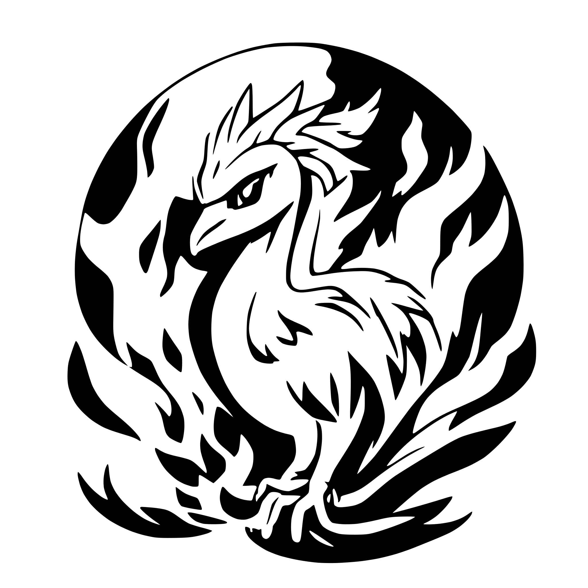 AI-generated SVG of 'A phoenix sitting in flames.'