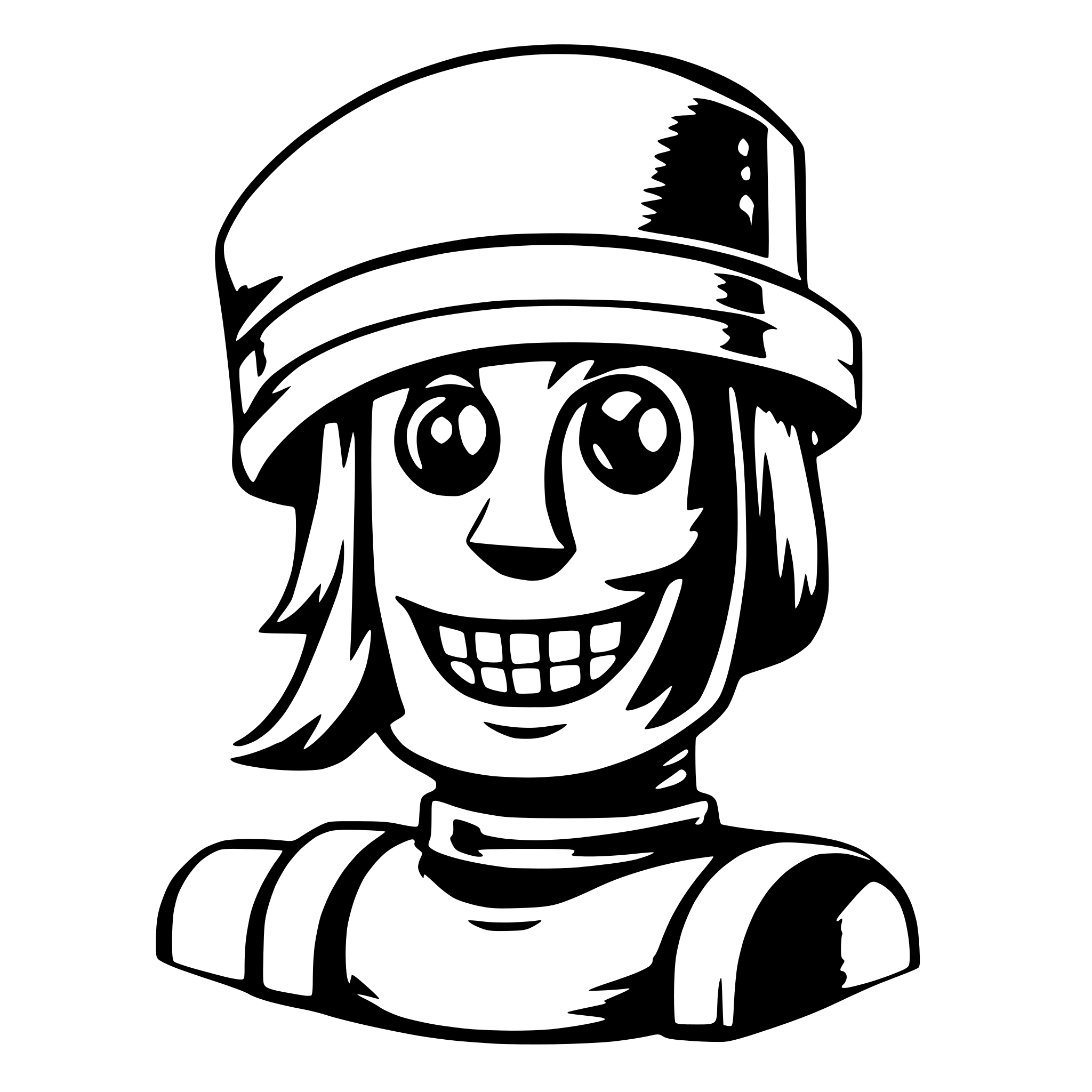 AI-generated SVG of 'A head of the happy bot with santa hat on it'