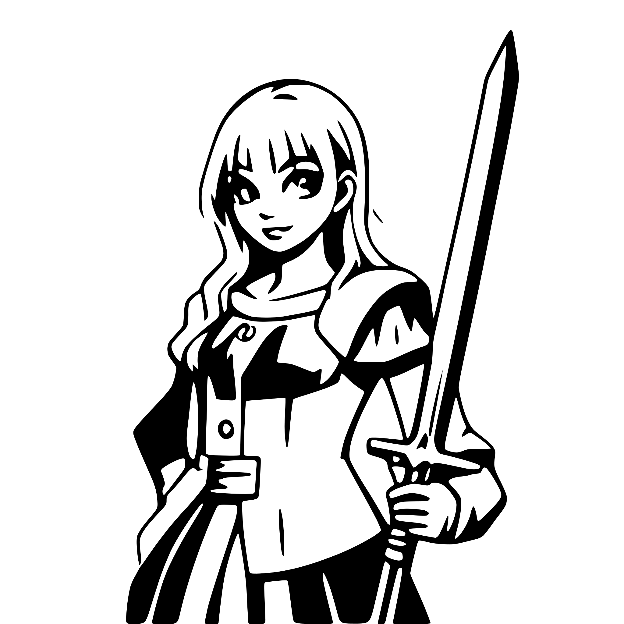 AI-generated SVG of 'girl with shining sword'
