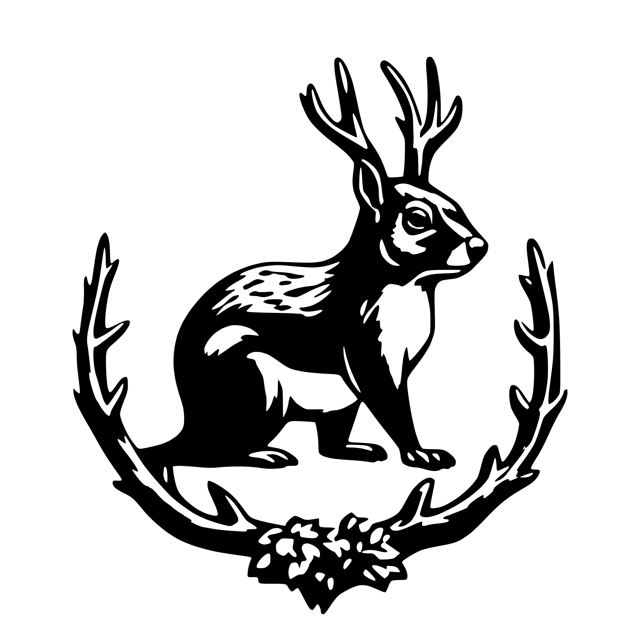AI-generated SVG of a squirrel with mule deer antlers