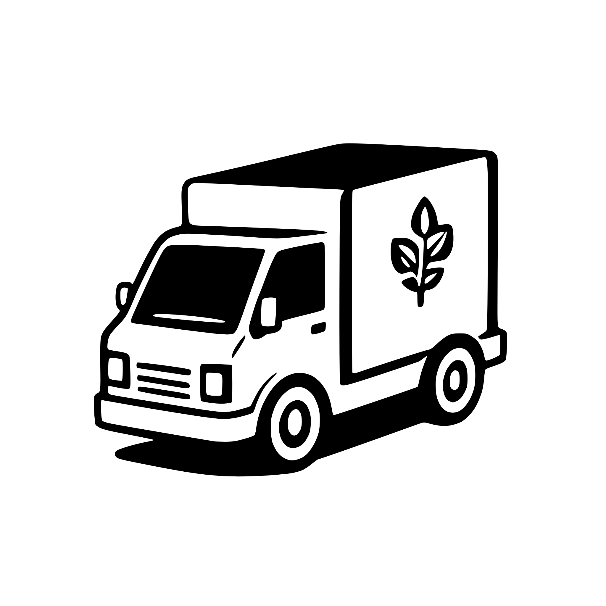 AI-generated SVG of a should be orizontal and without logo on the van, with boxes necause its a moving company