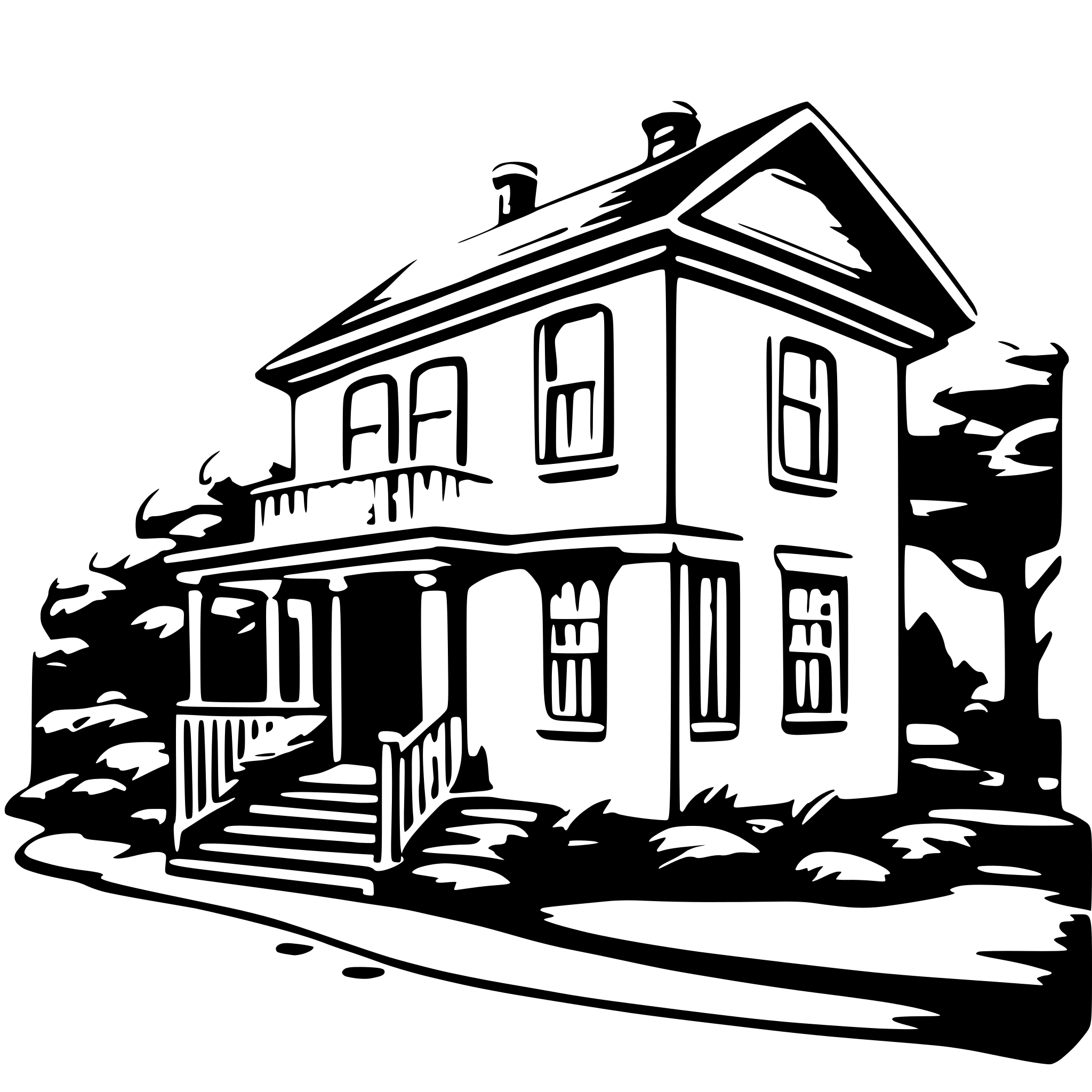 AI-generated SVG of a yellow house with green sky