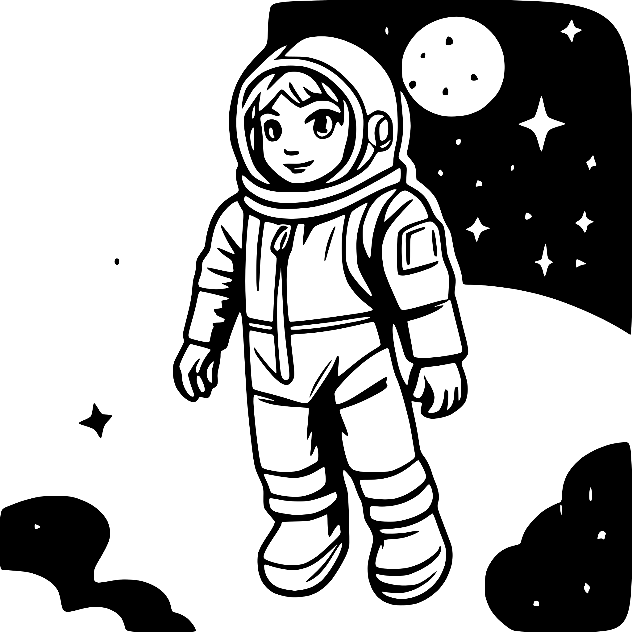 AI-generated SVG of a astronaut floating between stars