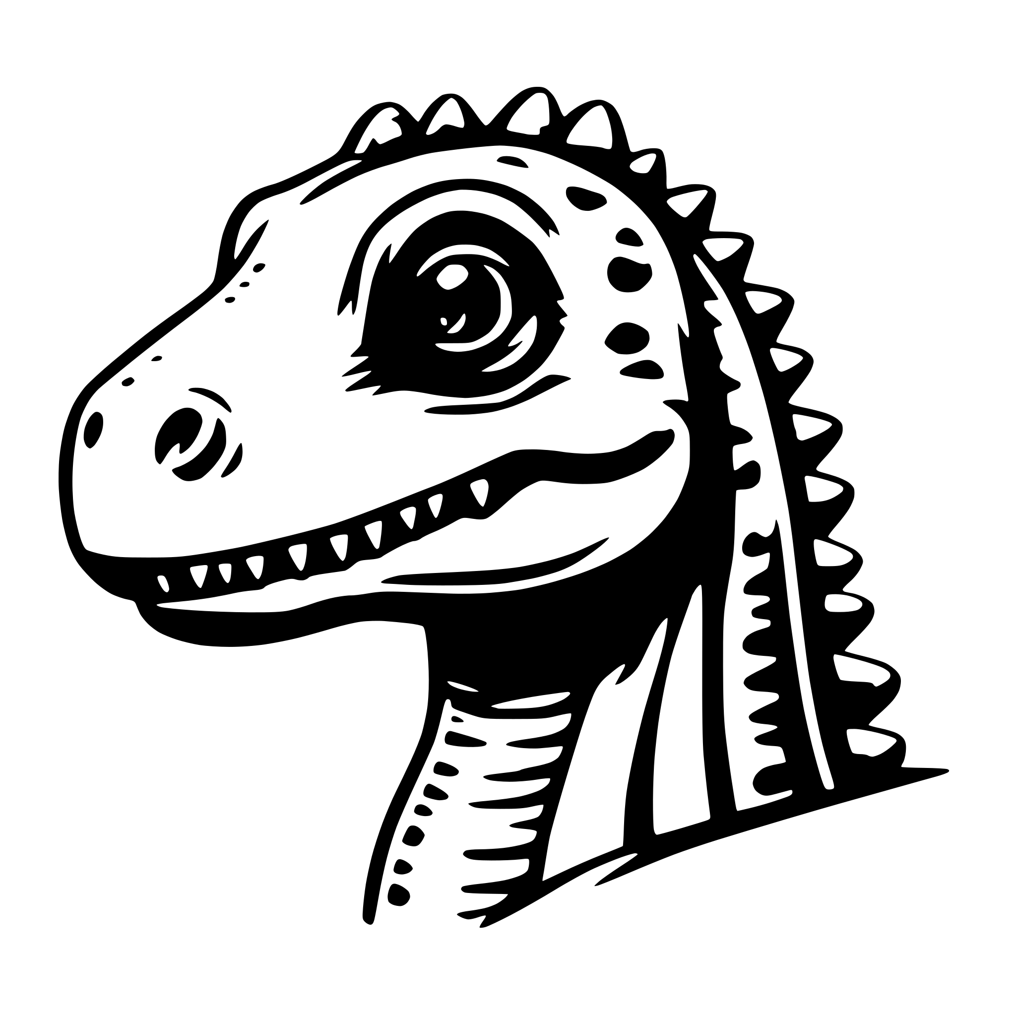 AI-generated SVG of a cute dinosaur head, short detaild