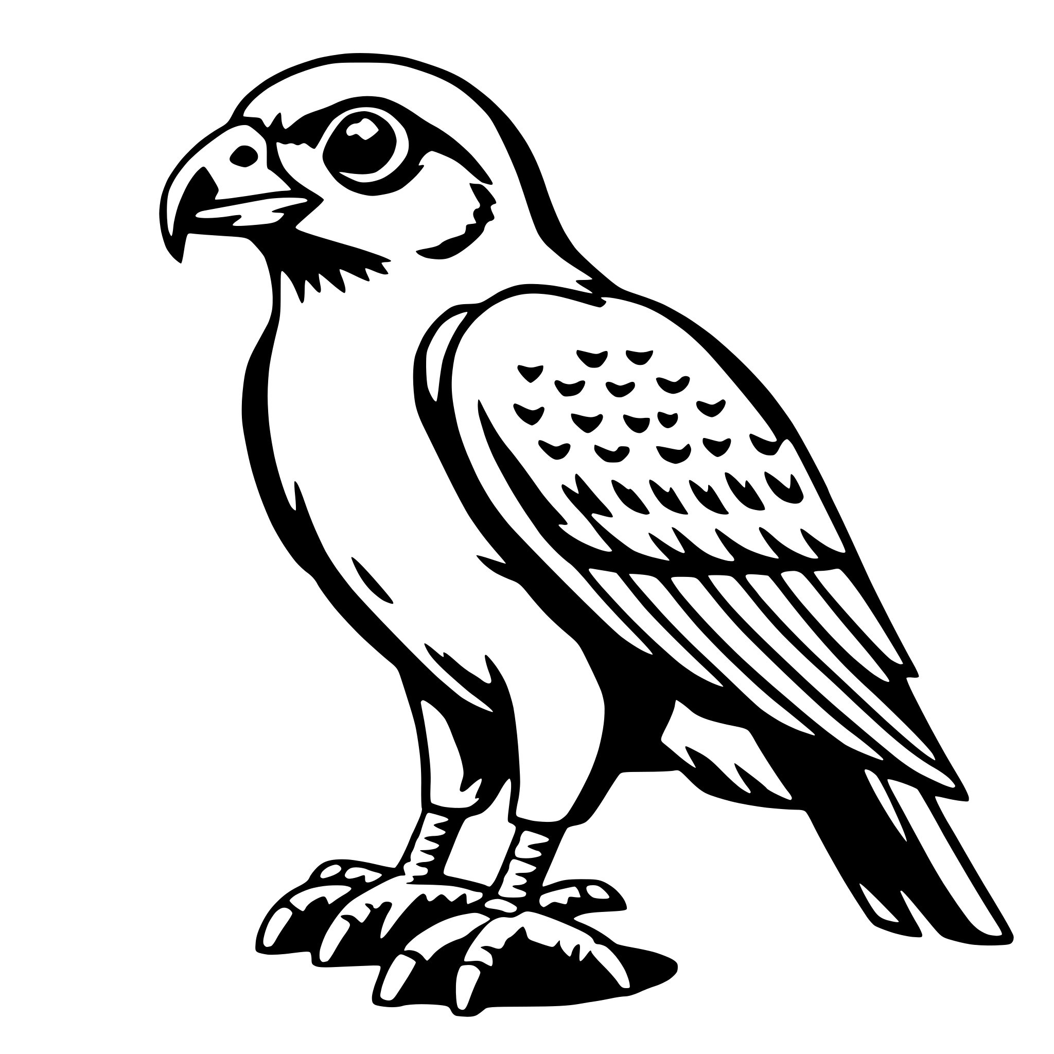 AI-generated SVG of a falcon with binoculars