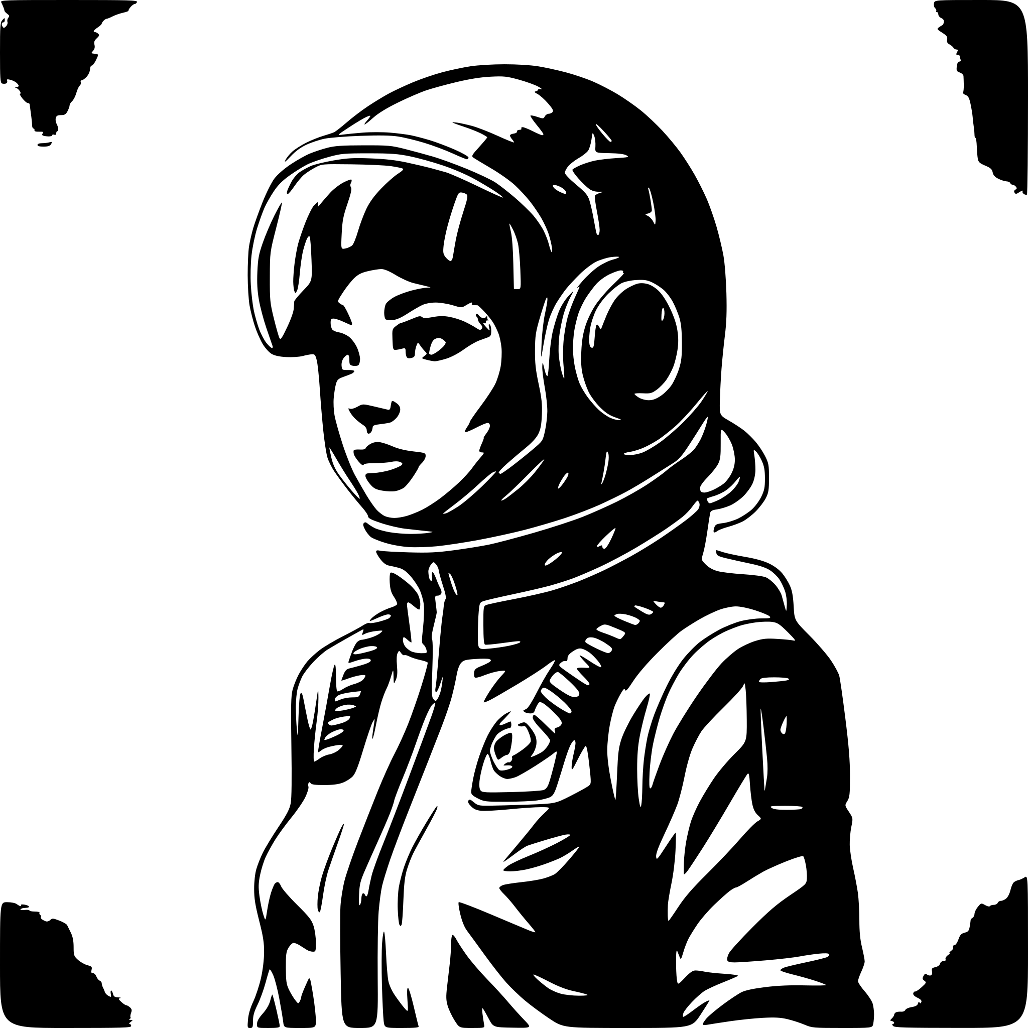 AI-generated SVG of 'female cosmonaut black visor'