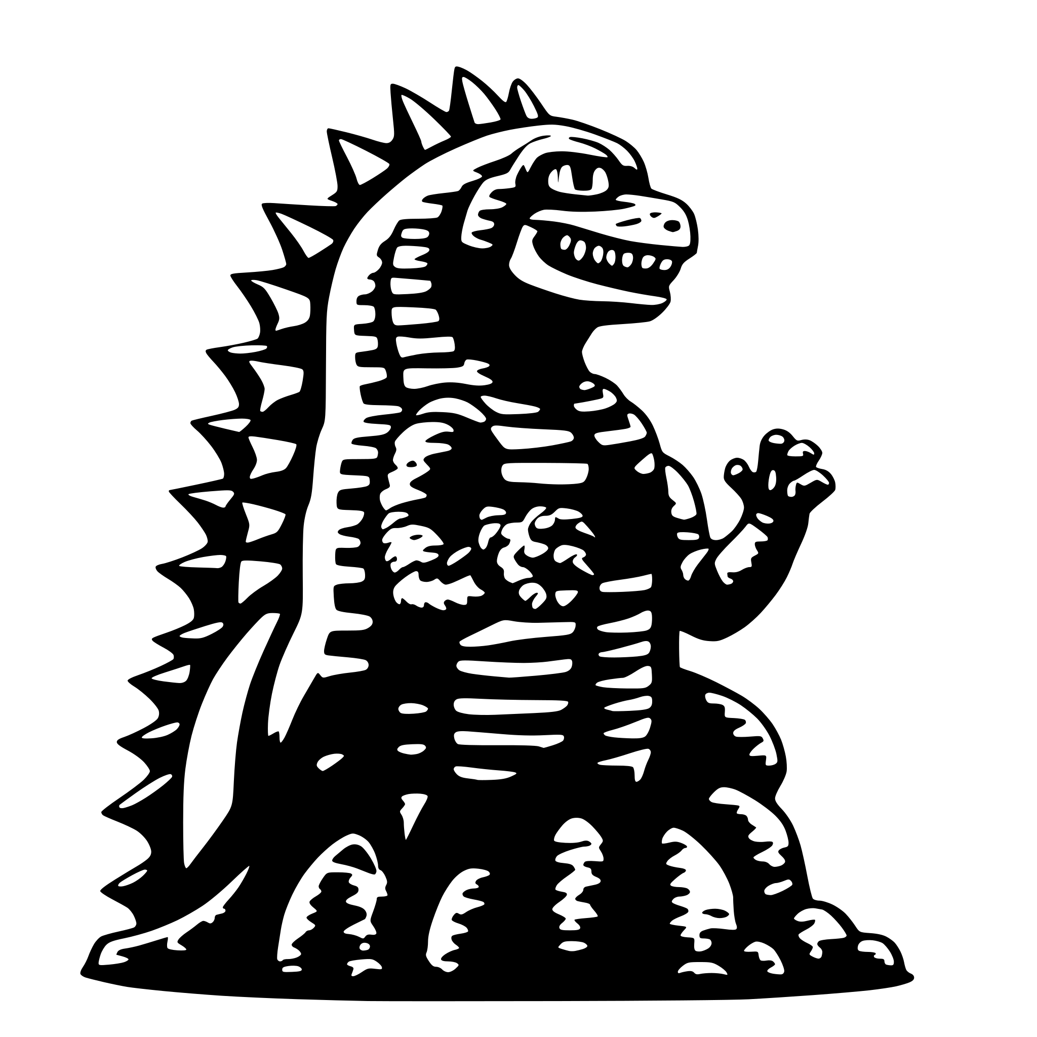 AI-generated SVG of a godzilla, bubble style