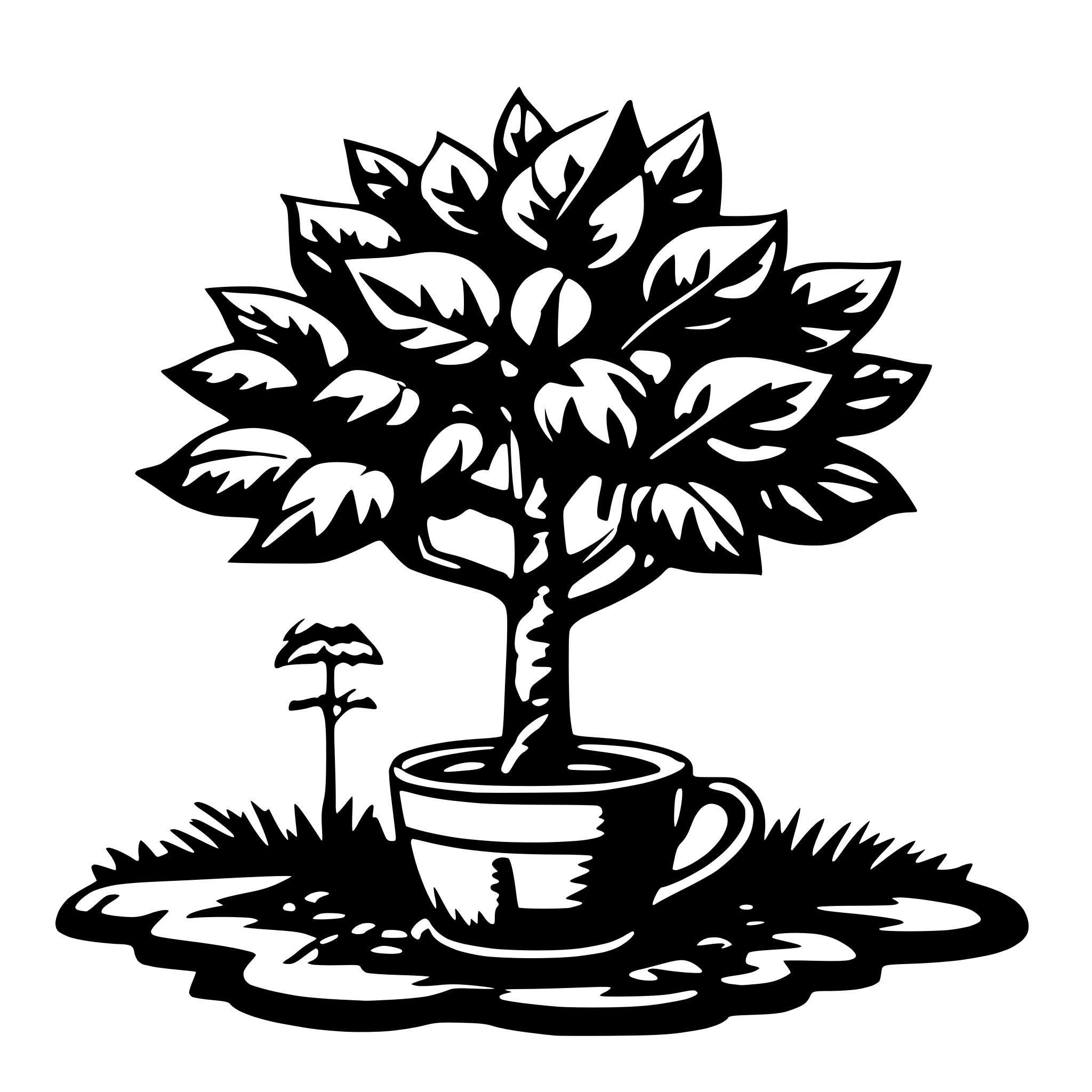 AI-generated SVG of 'hot coffee tree'