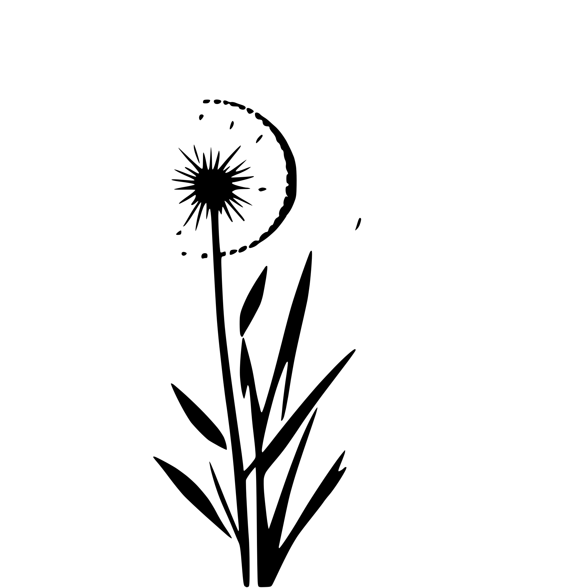 AI-generated SVG of 'dandelion seeds blowing away'