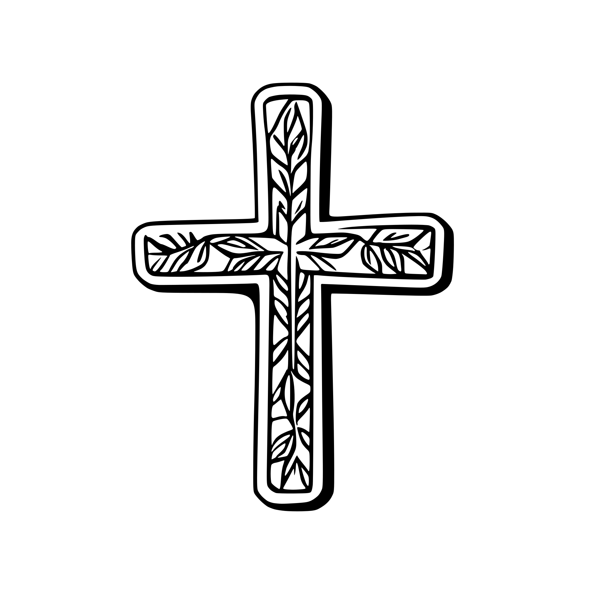 AI-generated SVG of a generate a cross with the word faith inside and a floral design around size it 1.5 inches wide by 5 inches tall