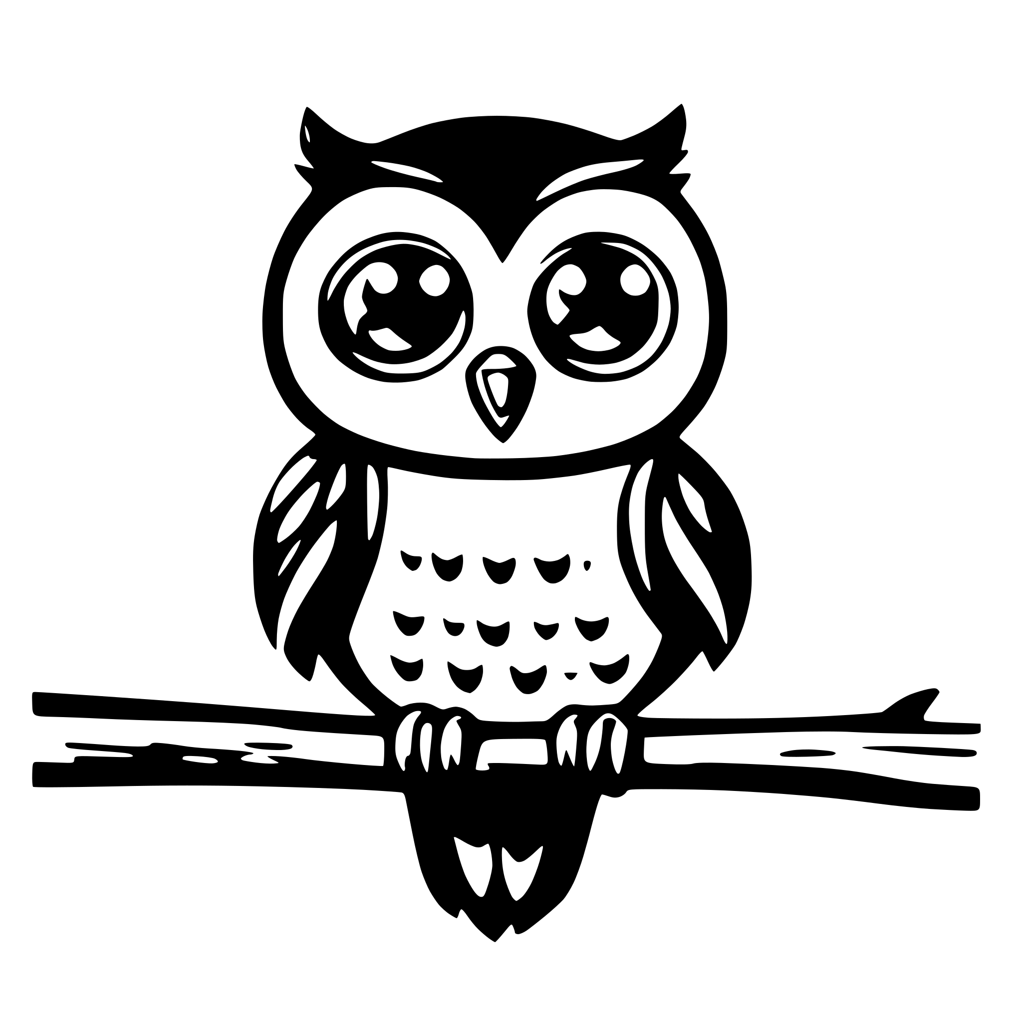 AI-generated SVG of a childish owl on branch