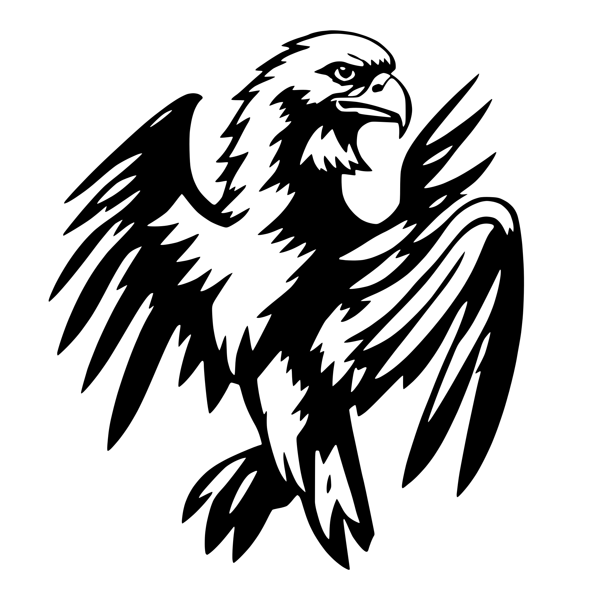 AI-generated SVG of a eagle from front looking right with wings spread
