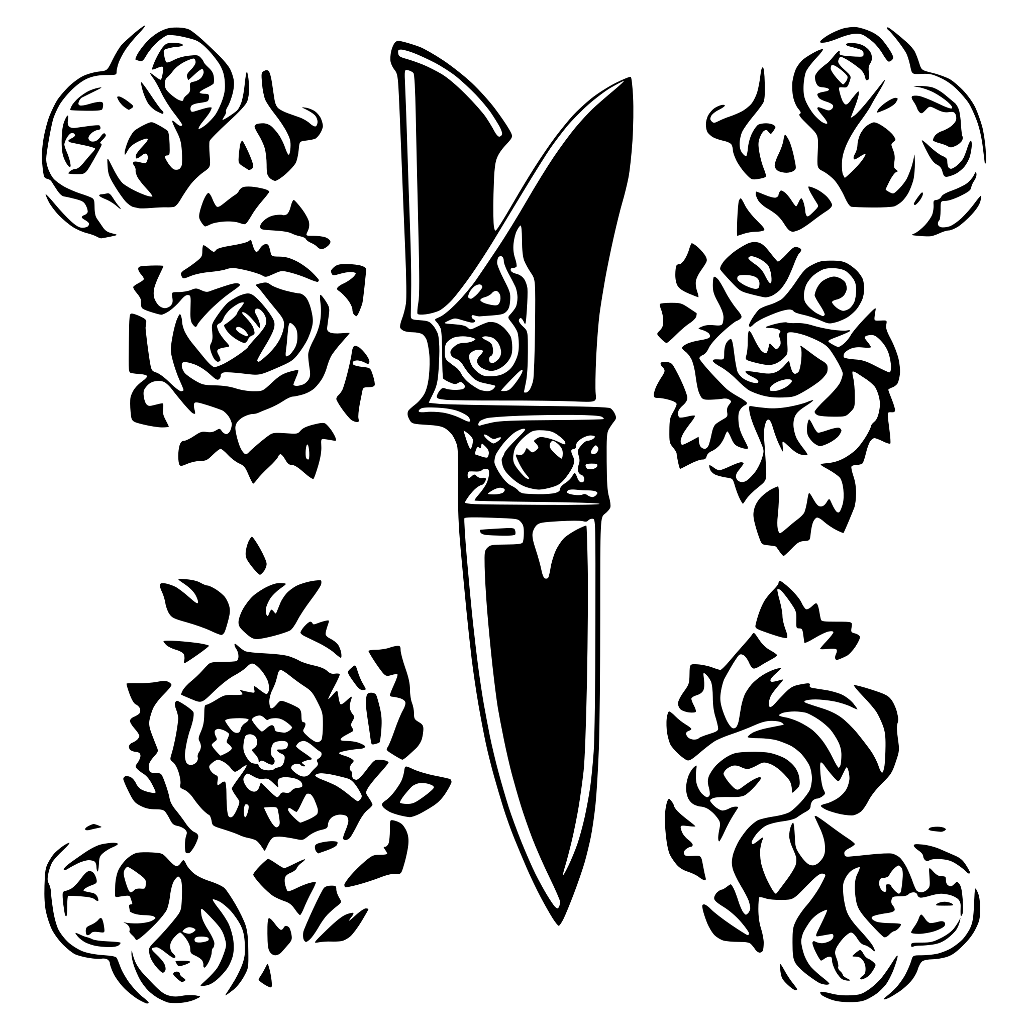 AI-generated SVG of 'Rosette pattern on tanto knife'