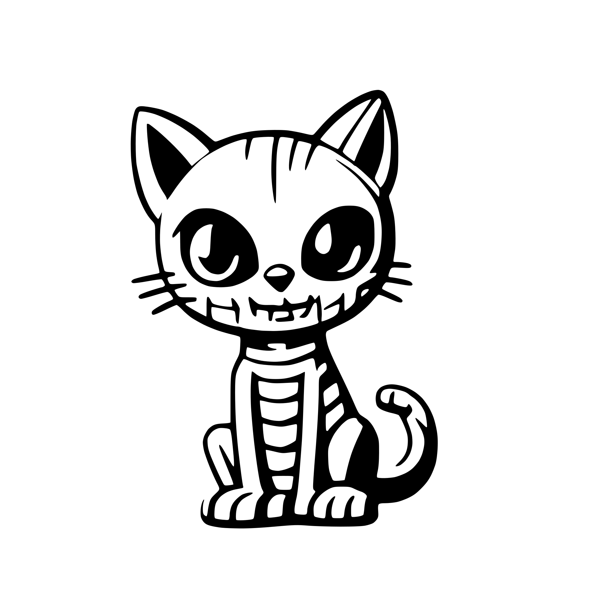 AI-generated SVG of a Generate a skeleton in the shape of a cat.