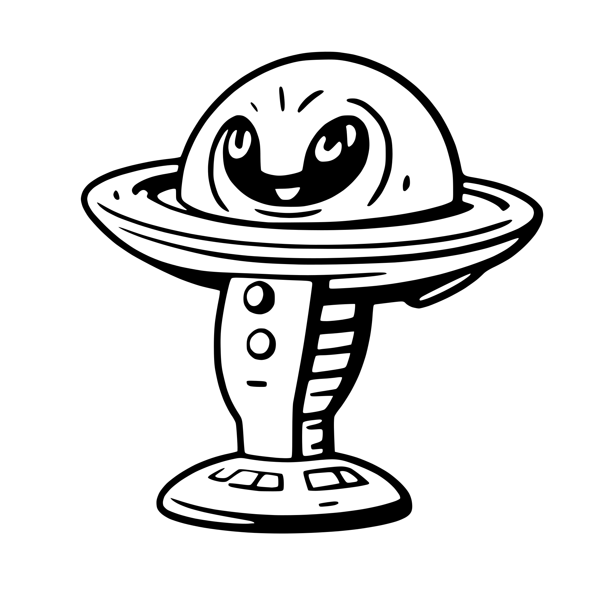 AI-generated SVG of a a friendly alien waving from a spaceship