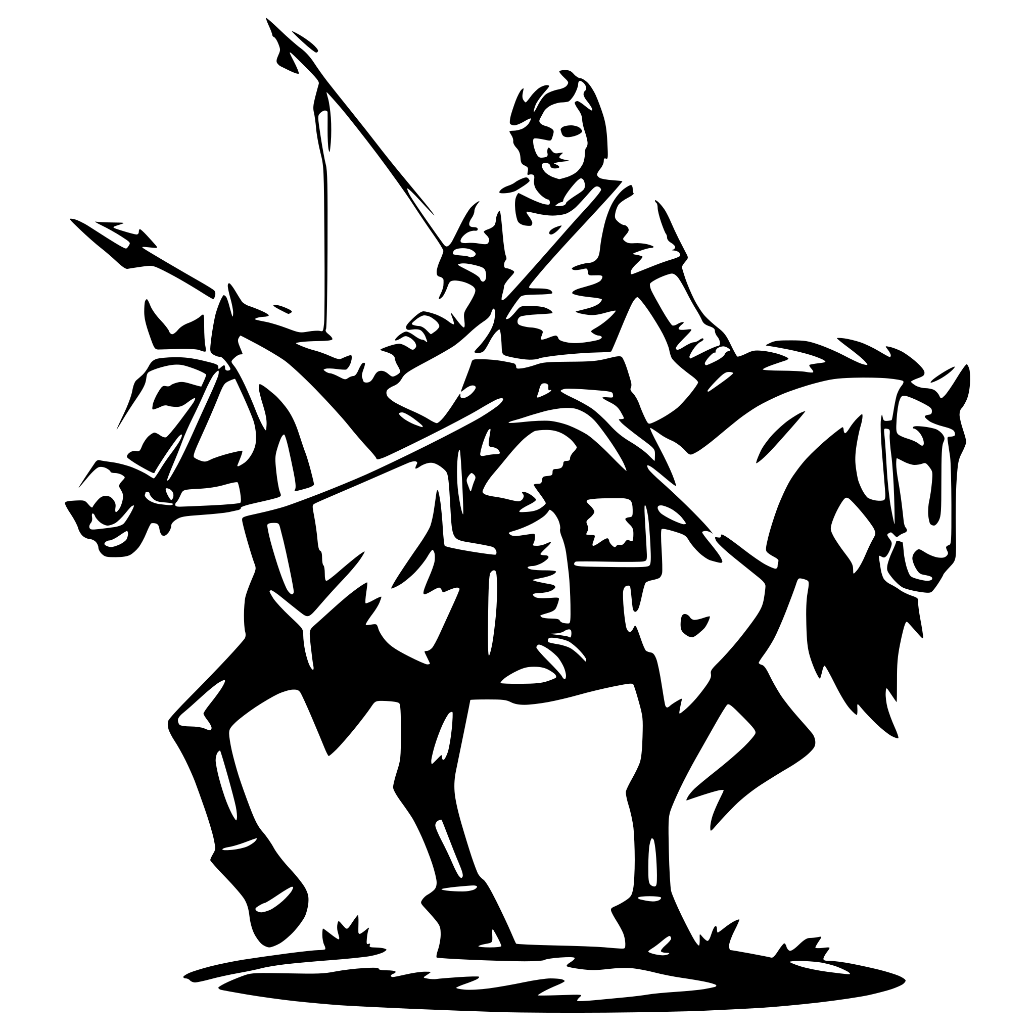 AI-generated SVG of a a wild man on horse with bow and arrow