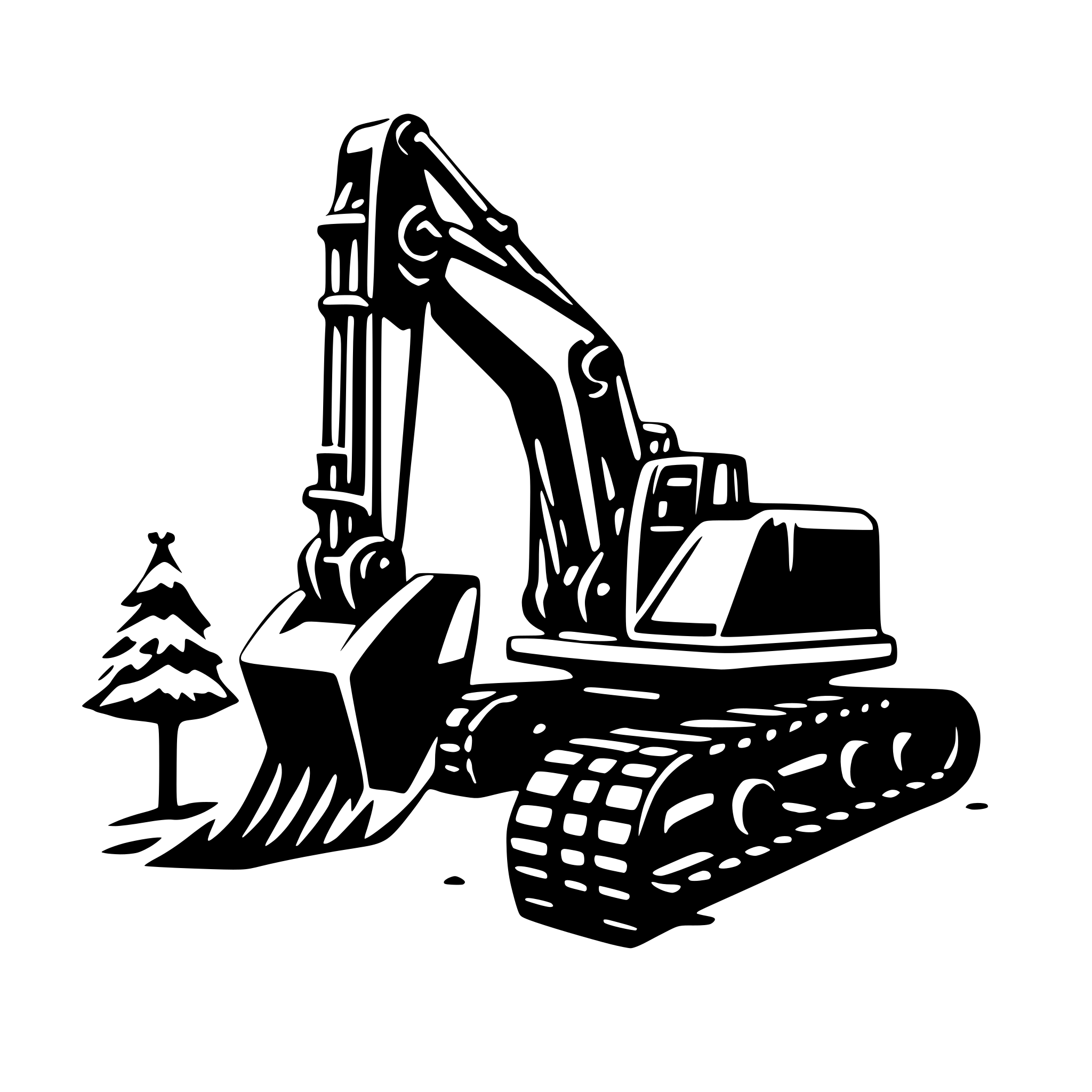 AI-generated SVG of 'excavator with chritsmas gift'