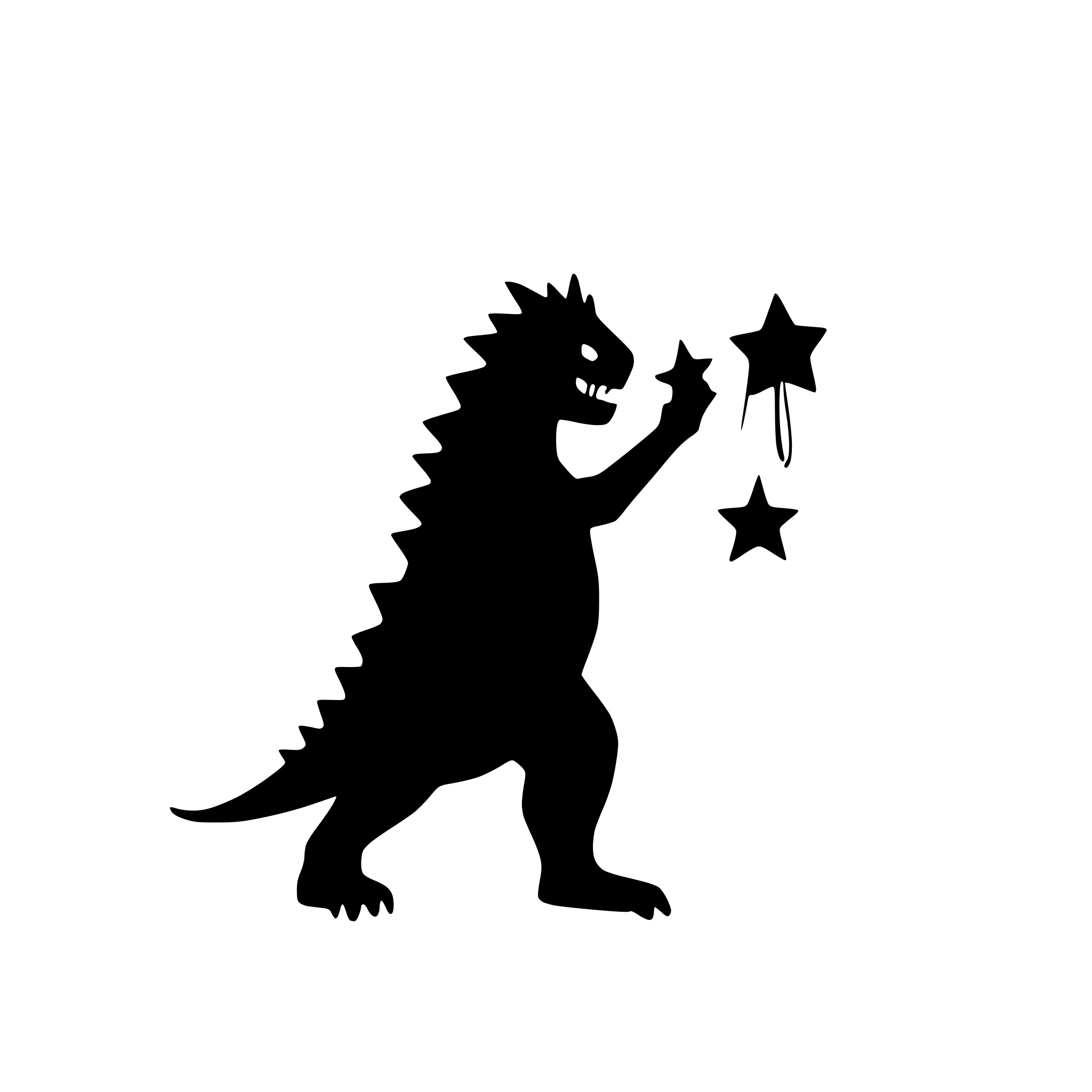 AI-generated SVG of a godzilla holding a star
